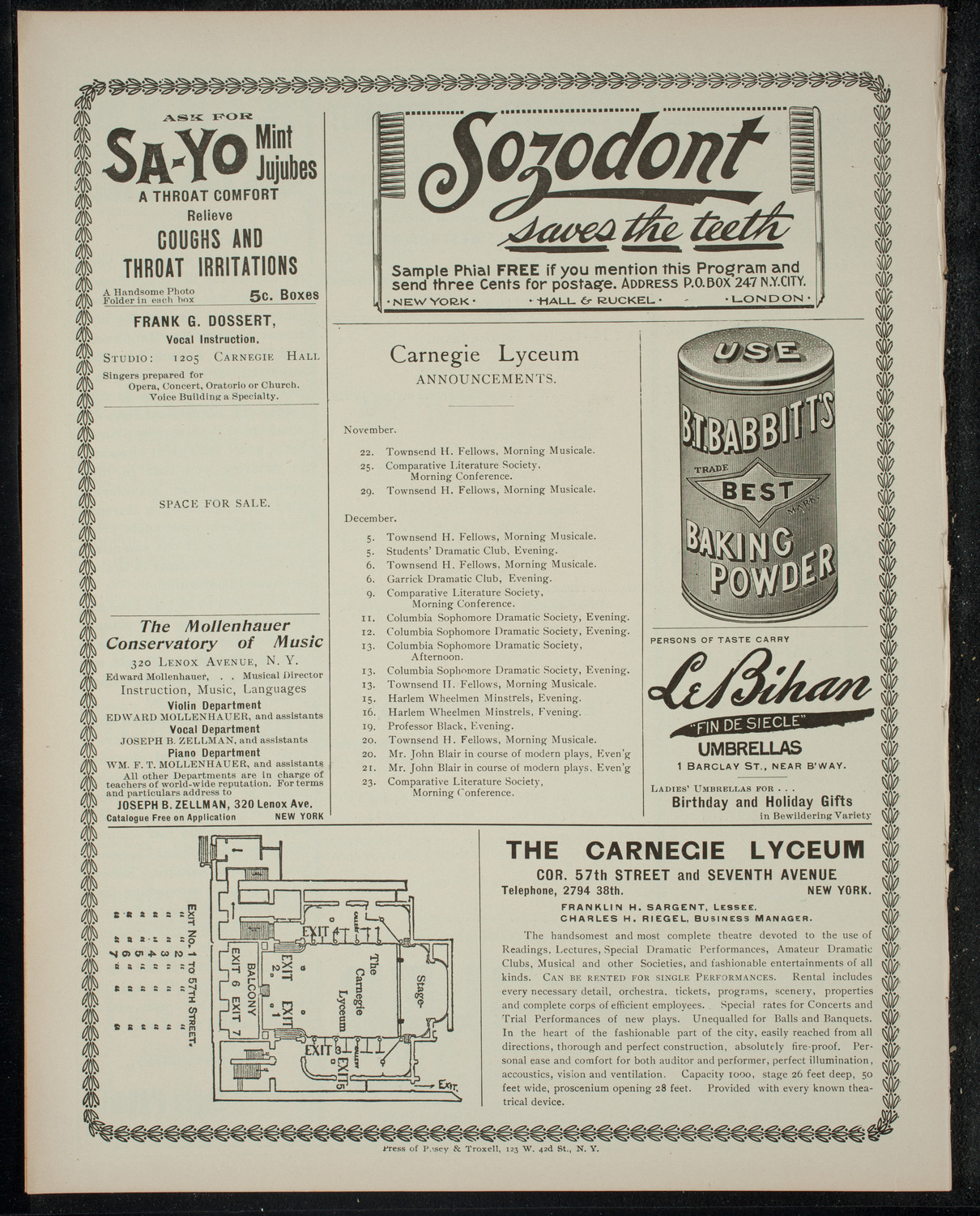 Mr. John Blair's Course of Modern Plays, November 16, 1899, program page 4
