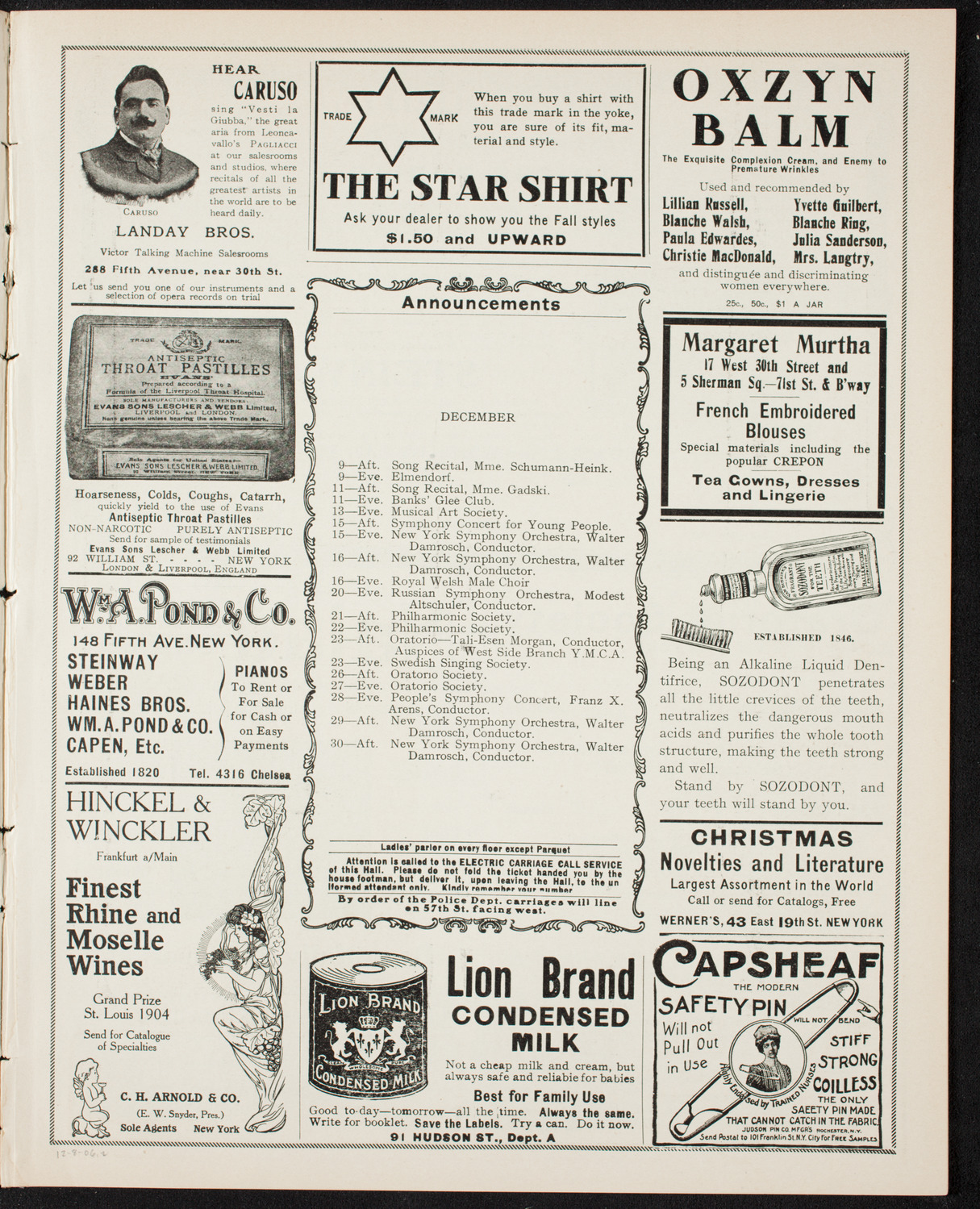 Boston Symphony Orchestra, December 8, 1906, program page 3