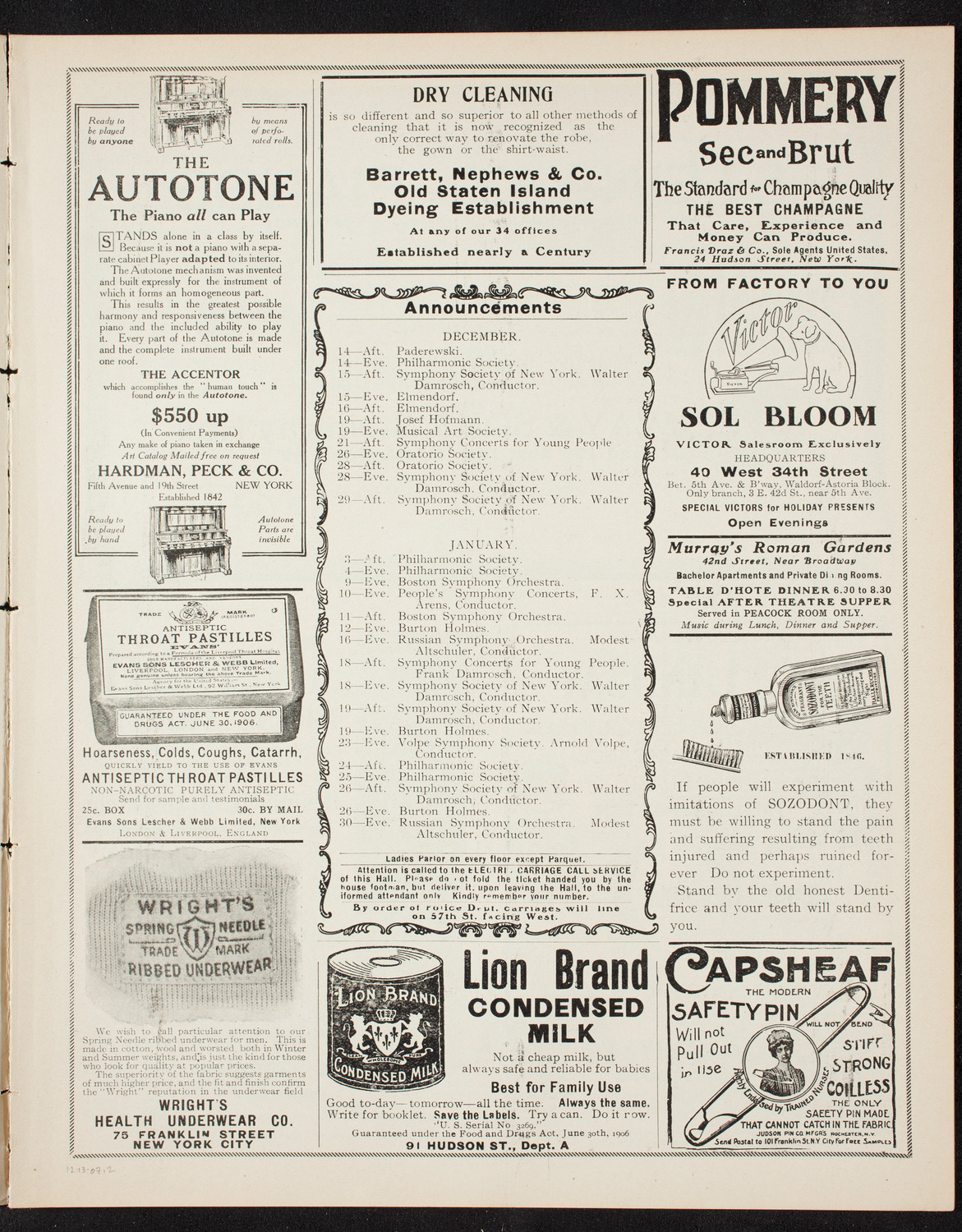 New York Philharmonic, December 13, 1907, program page 3