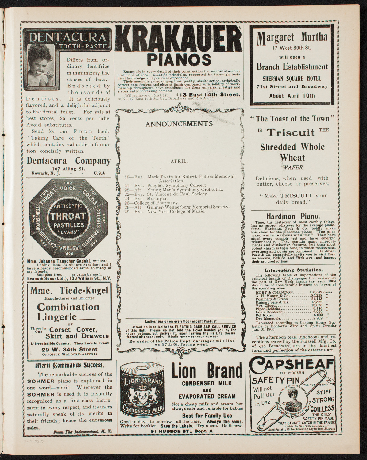 New York Banks' Glee Club, April 17, 1906, program page 3
