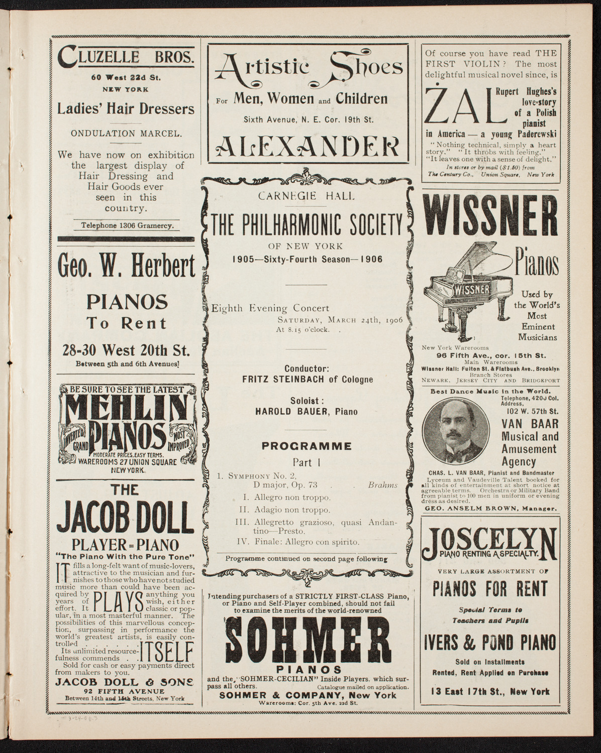 New York Philharmonic, March 24, 1906, program page 5