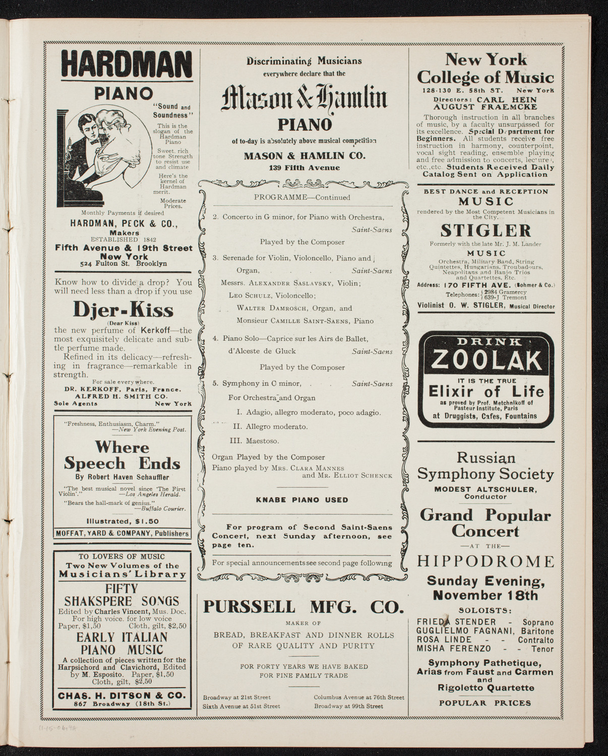 New York Symphony Orchestra, November 15, 1906, program page 7