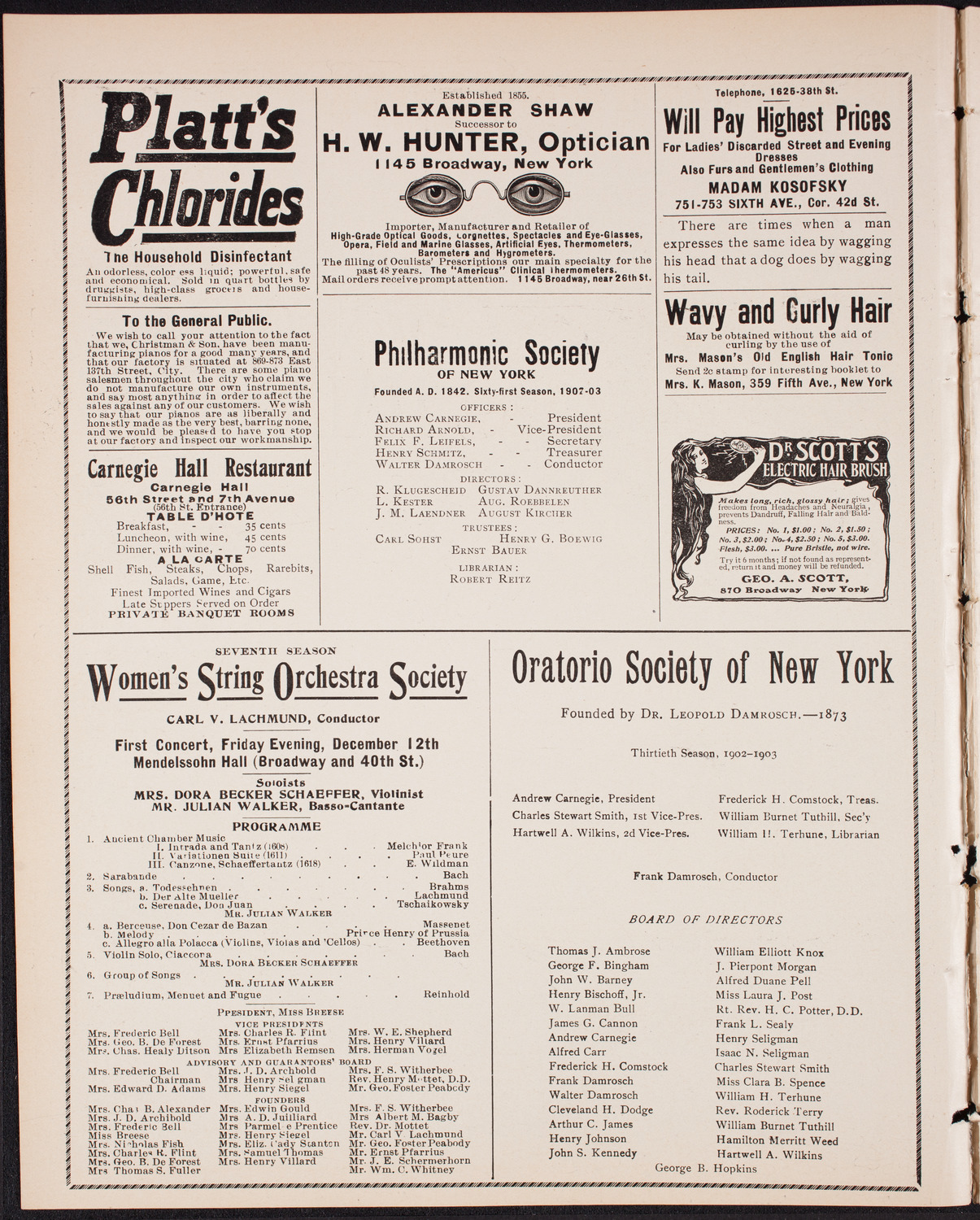 New York Philharmonic, December 5, 1902, program page 2