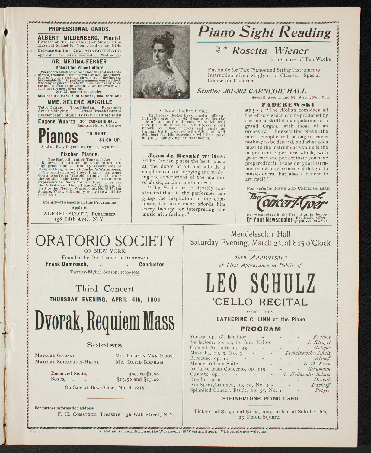 New York Philharmonic, March 8, 1901, program page 3