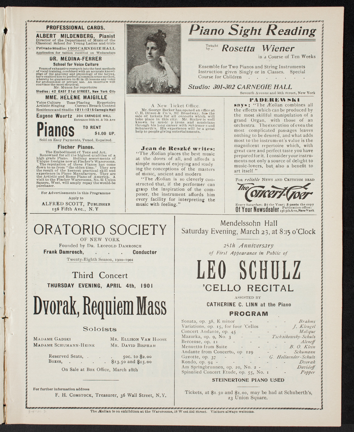 New York Philharmonic, March 8, 1901, program page 3