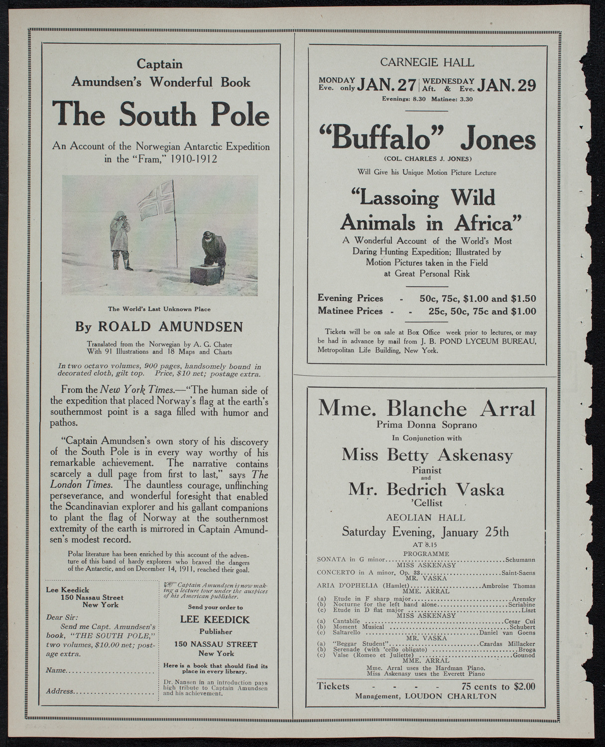 Lecture by Roald Amundsen: The Discovery of the South Pole, January 22, 1913, program page 10