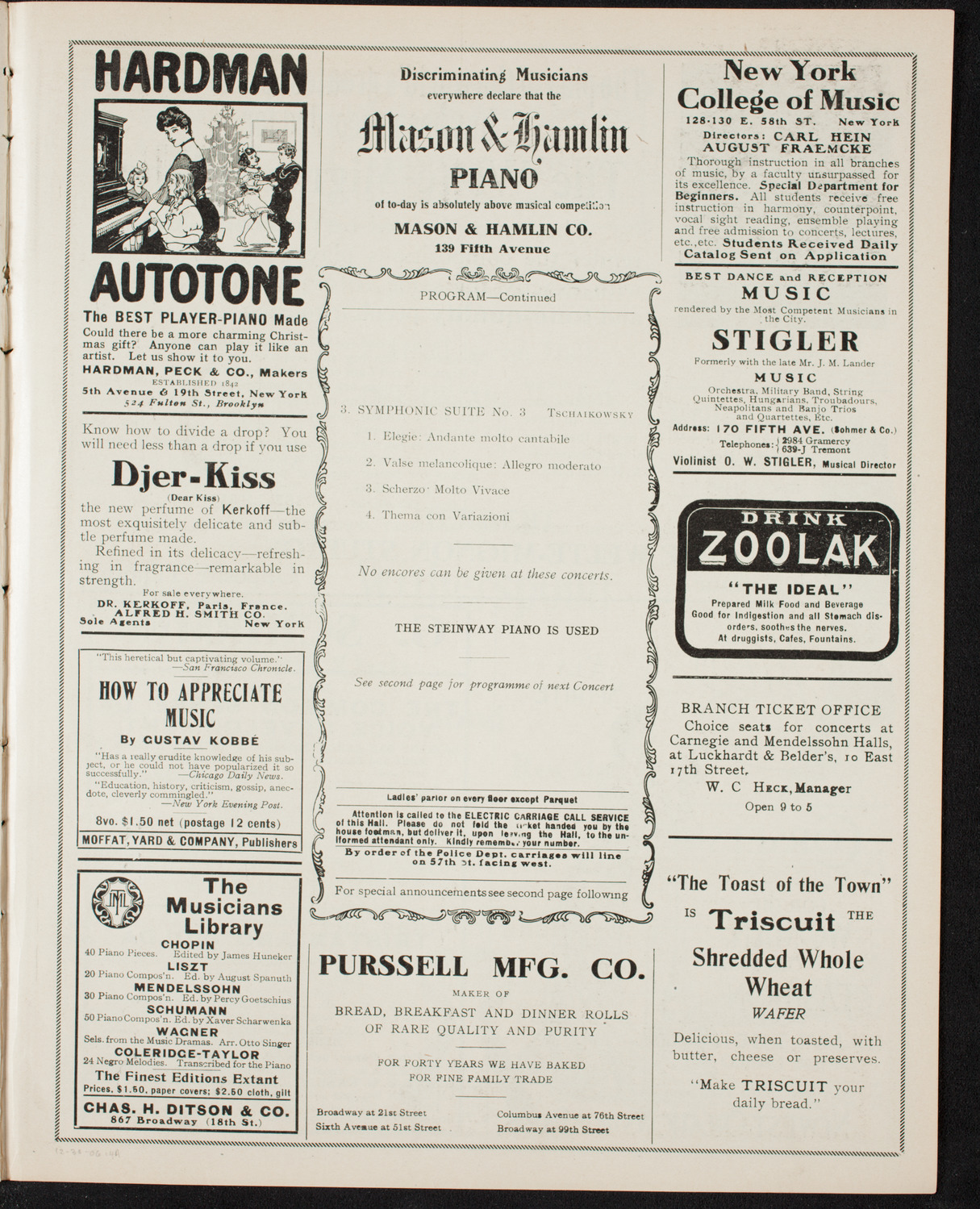 New York Symphony Orchestra, December 30, 1906, program page 7