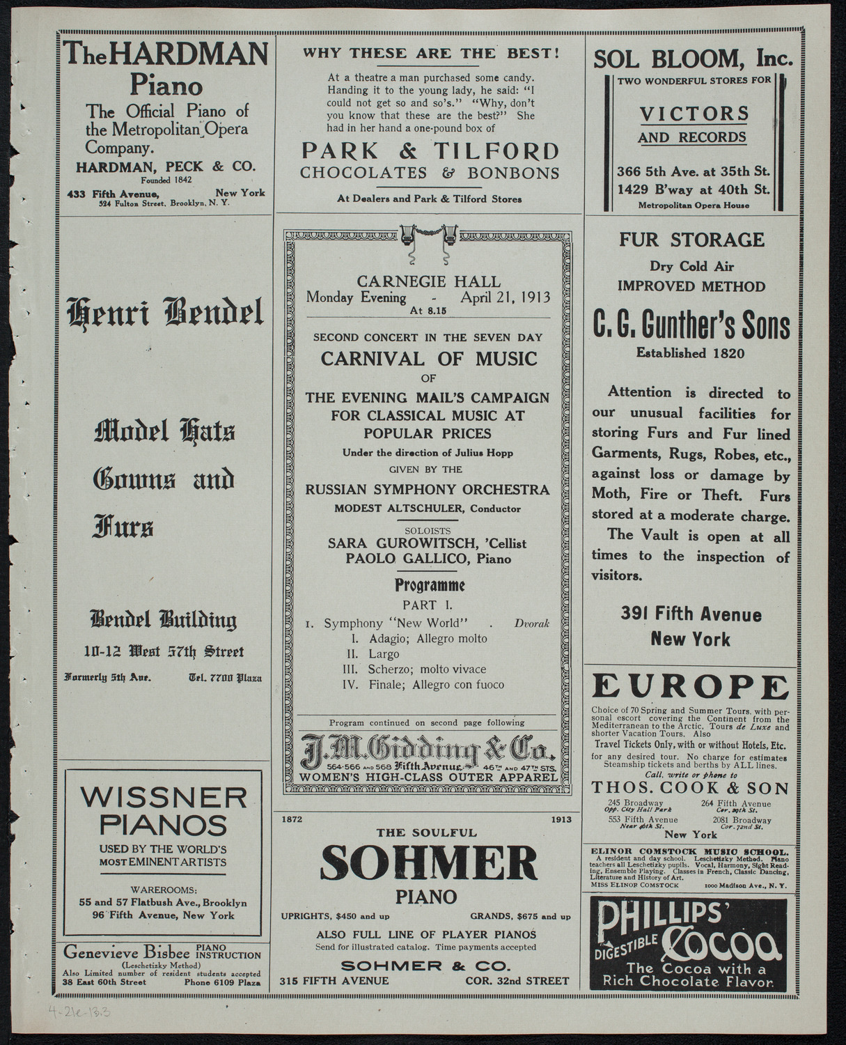 Russian Symphony Society of New York, April 21, 1913, program page 5