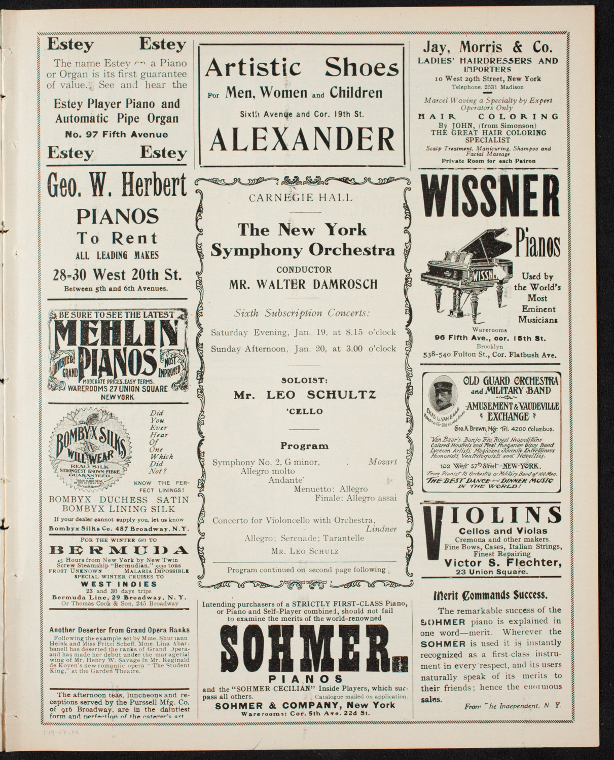 New York Symphony Orchestra, January 19, 1907, program page 5