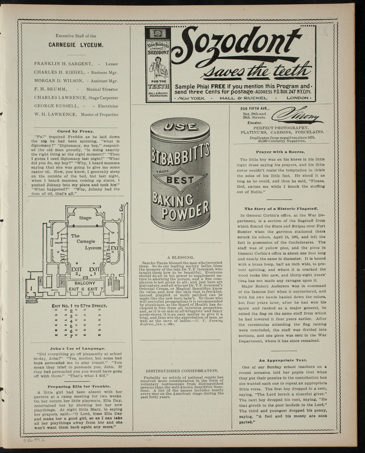 Vaudeville Entertainment, May 26, 1899, program page 3