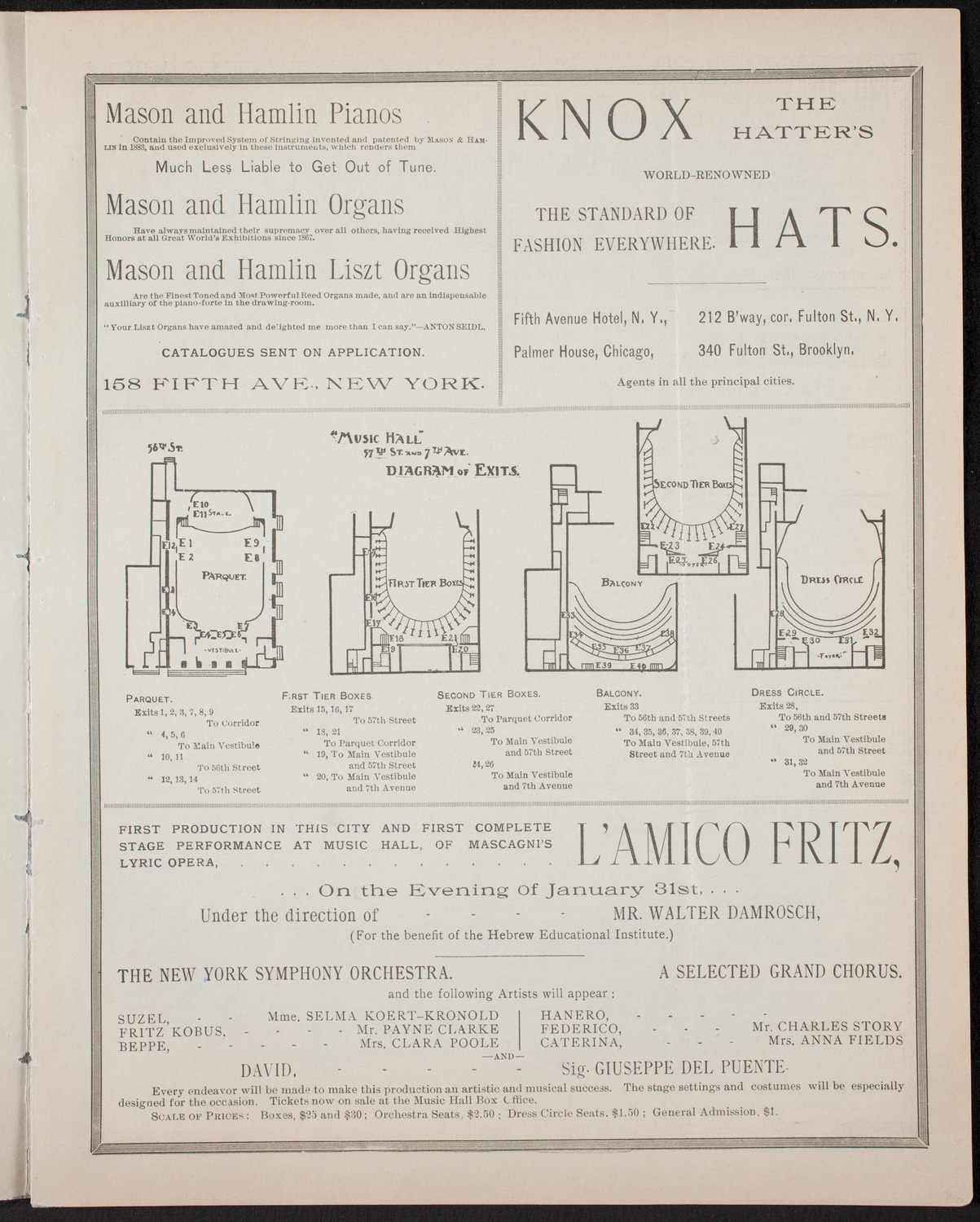 Damrosch Sunday Concert, January 22, 1893, program page 3