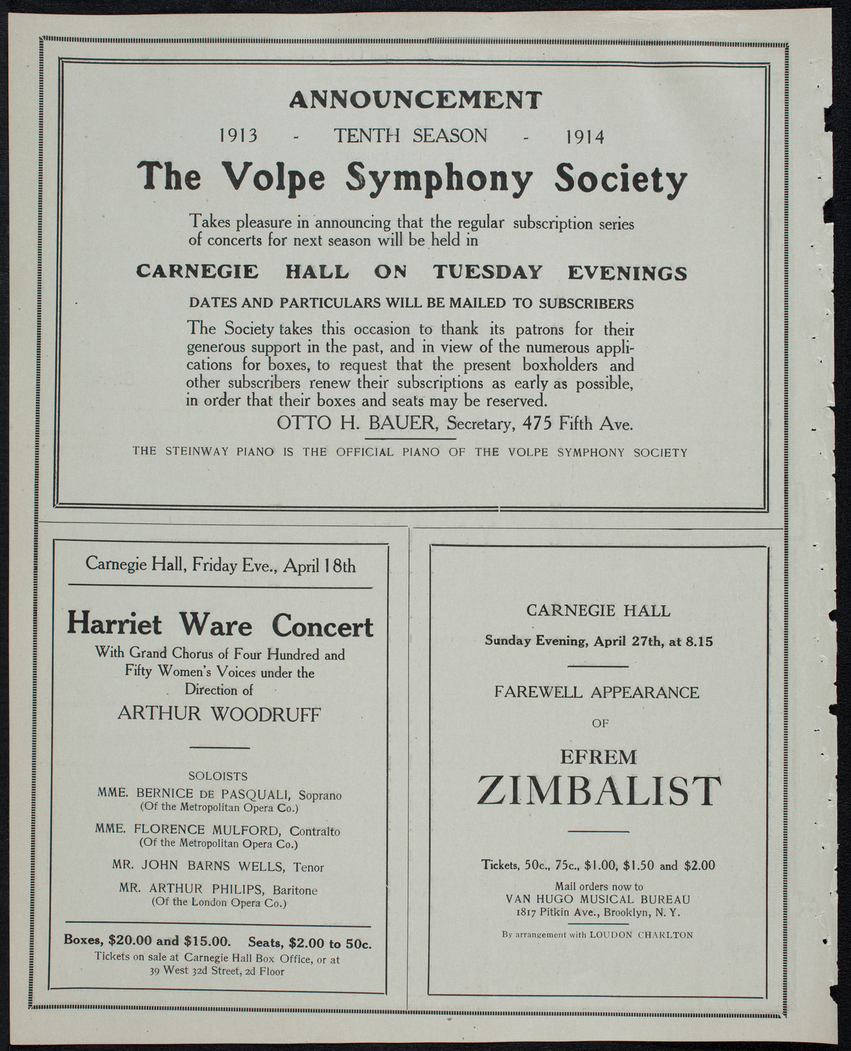 Volpe Symphony Society of New York, March 25, 1913, program page 10