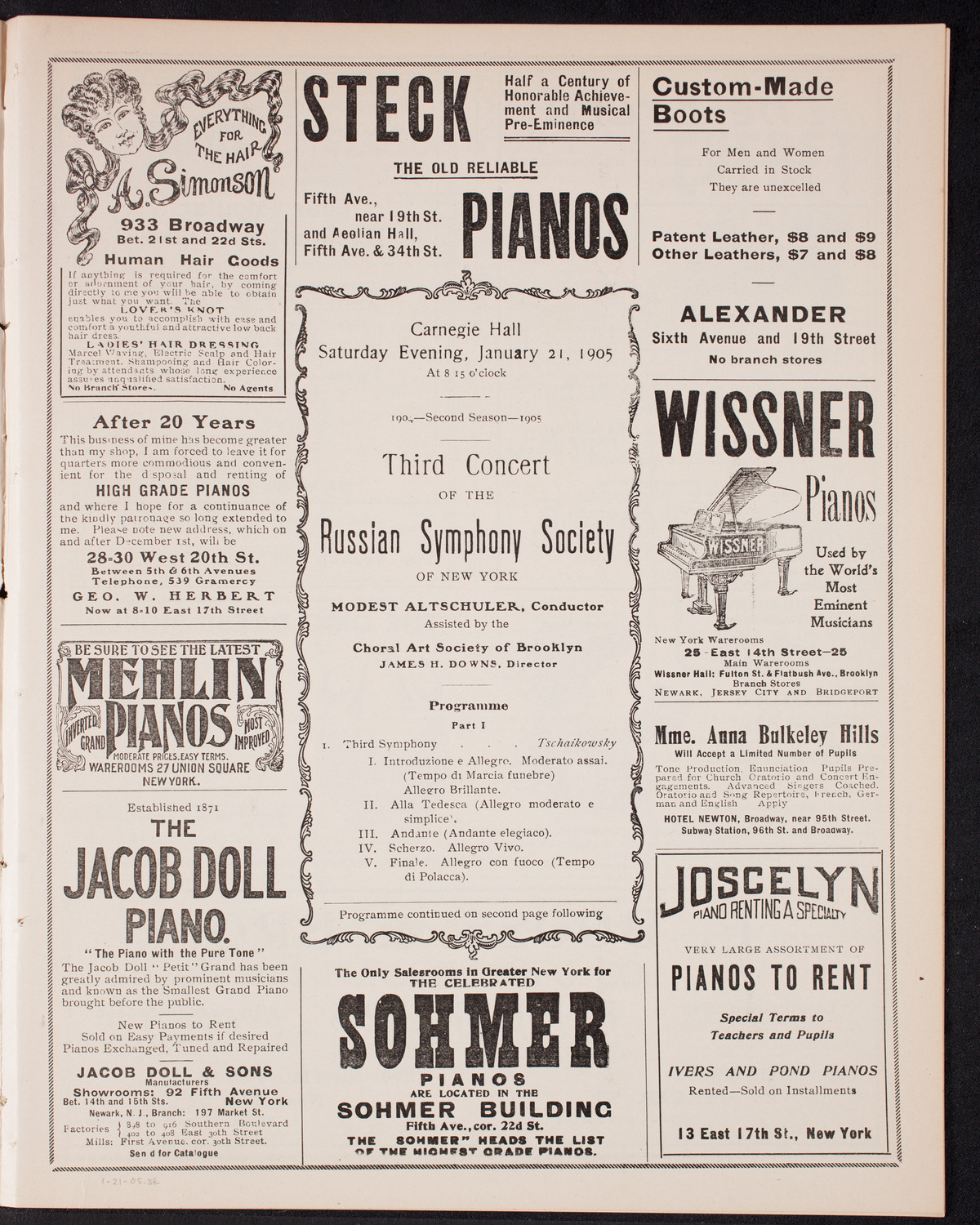 Russian Symphony Society of New York, January 21, 1905, program page 5