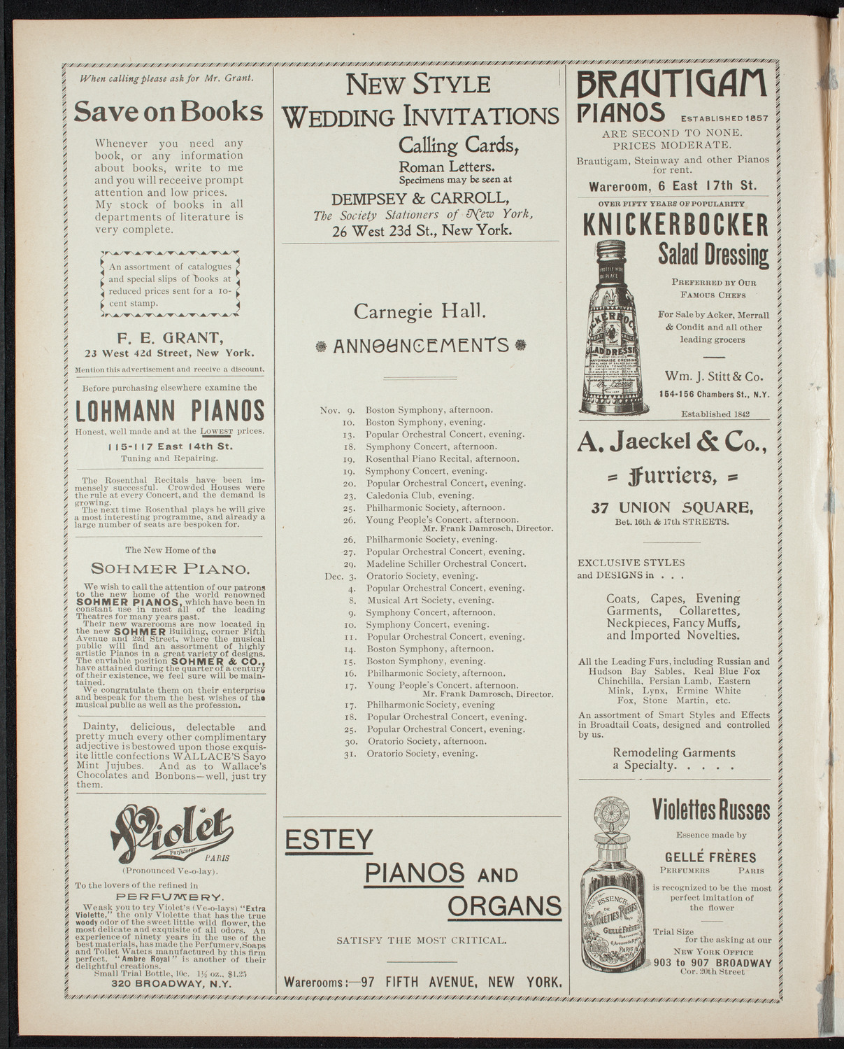 Paur Symphony Orchestra - Sunday Night Popular Concert, November 6, 1898, program page 2