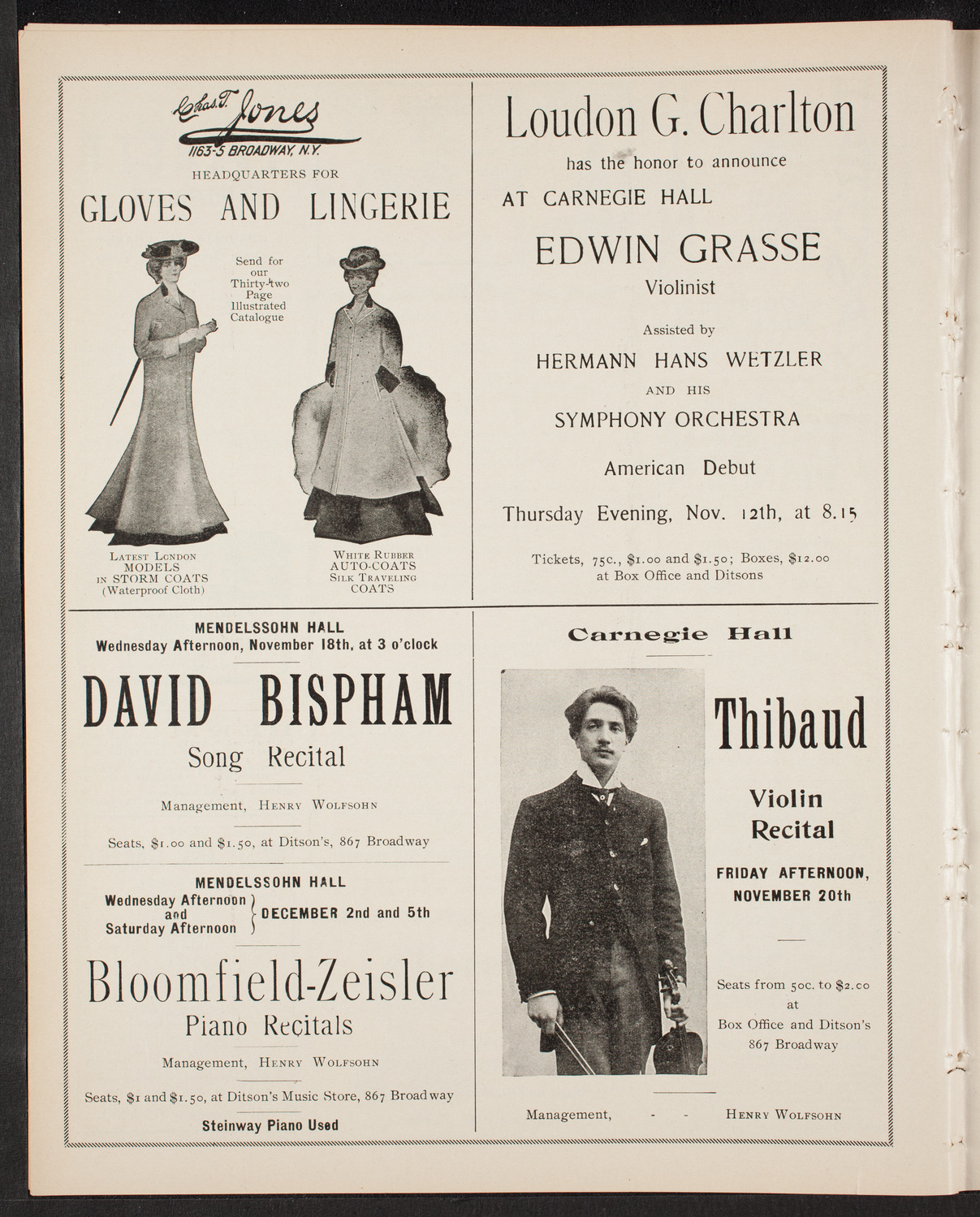 Adelina Patti, November 7, 1903, program page 8