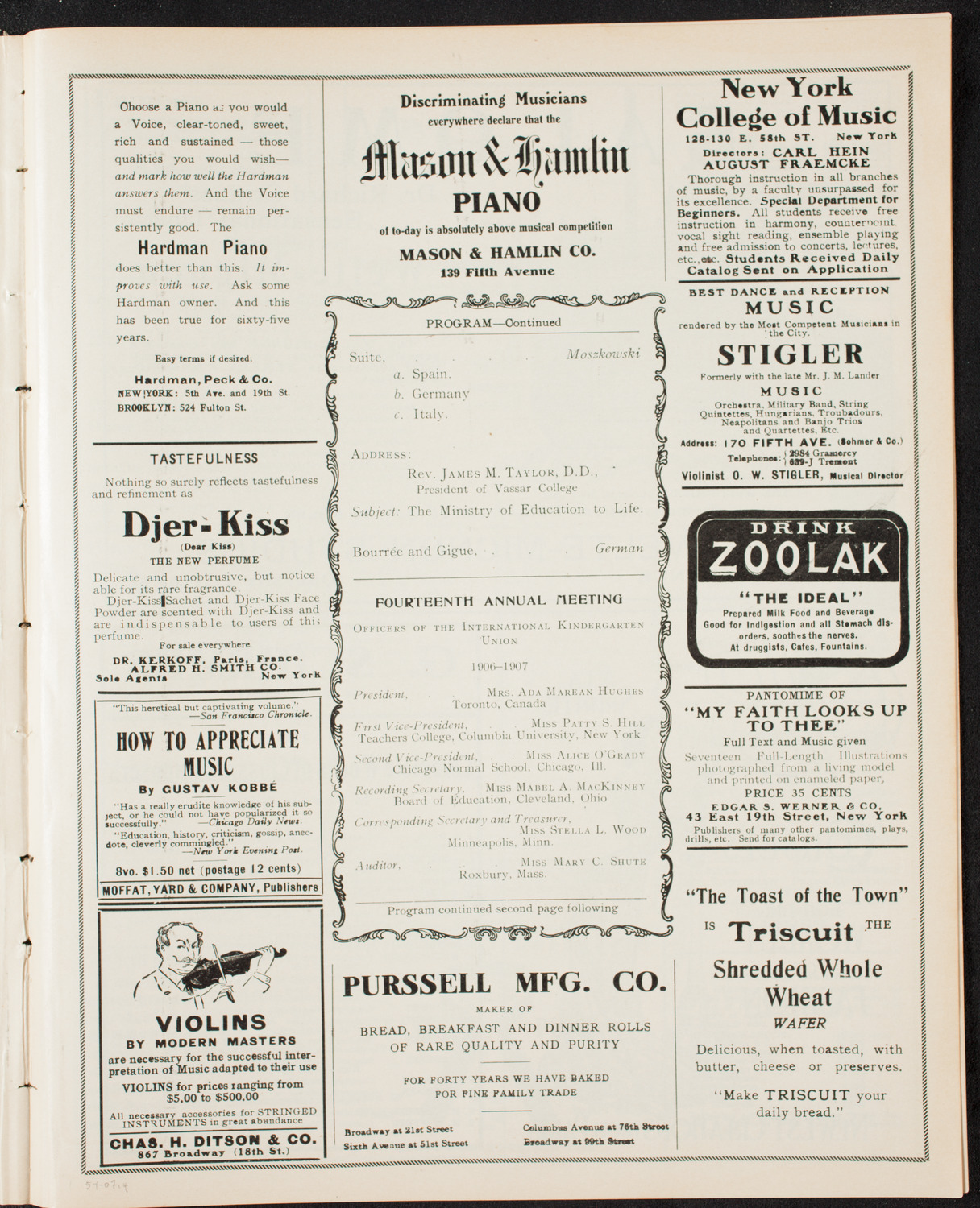 Meeting: International Kindergarten Union, May 1, 1907, program page 7