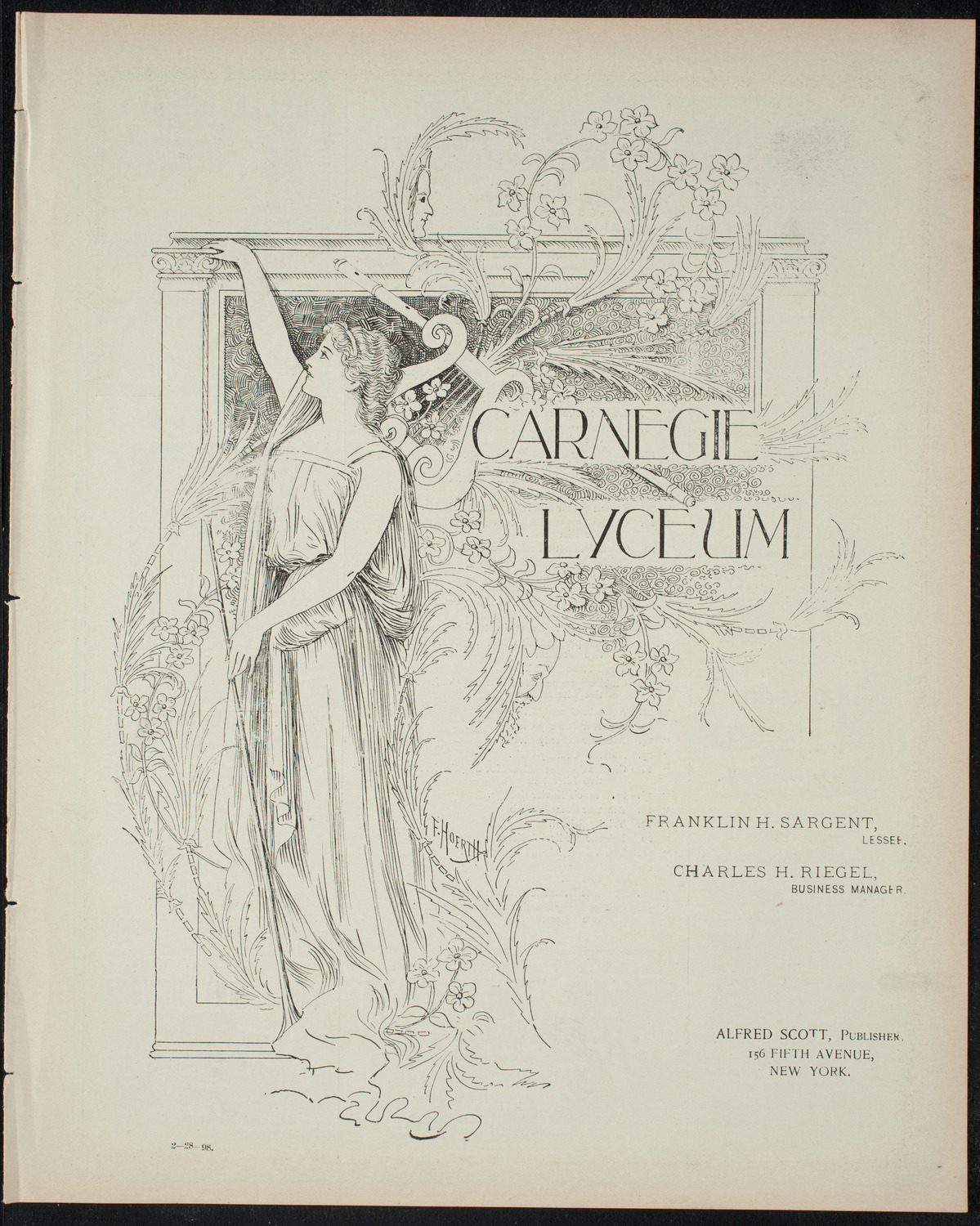 Benefit: Home for Working Girls, February 28, 1898, program page 1