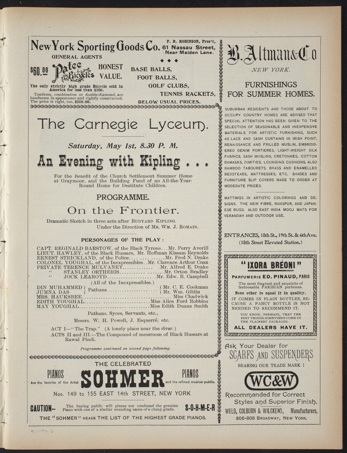 An Evening with Kipling, May 1, 1897, program page 3