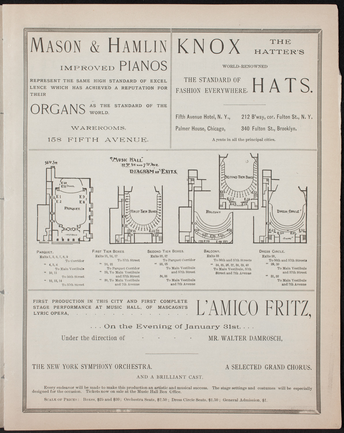 Damrosch Sunday Concert, January 29, 1893, program page 3