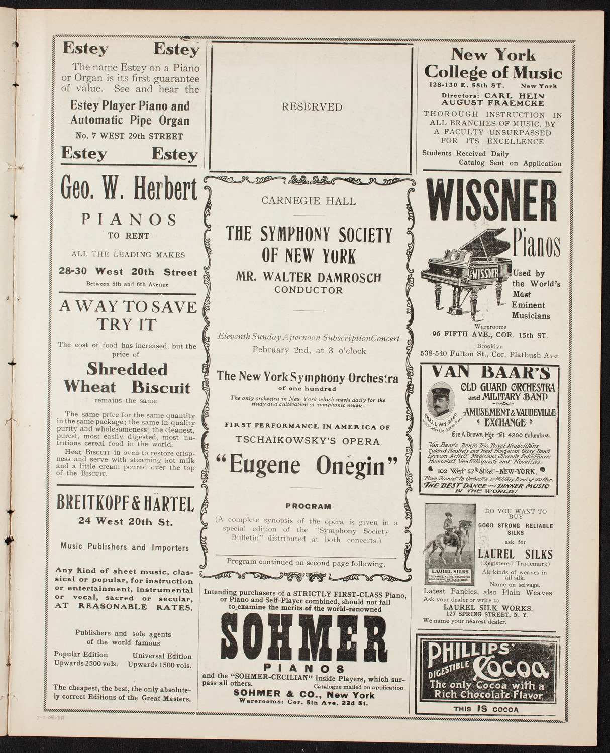 New York Symphony Orchestra, February 2, 1908, program page 5