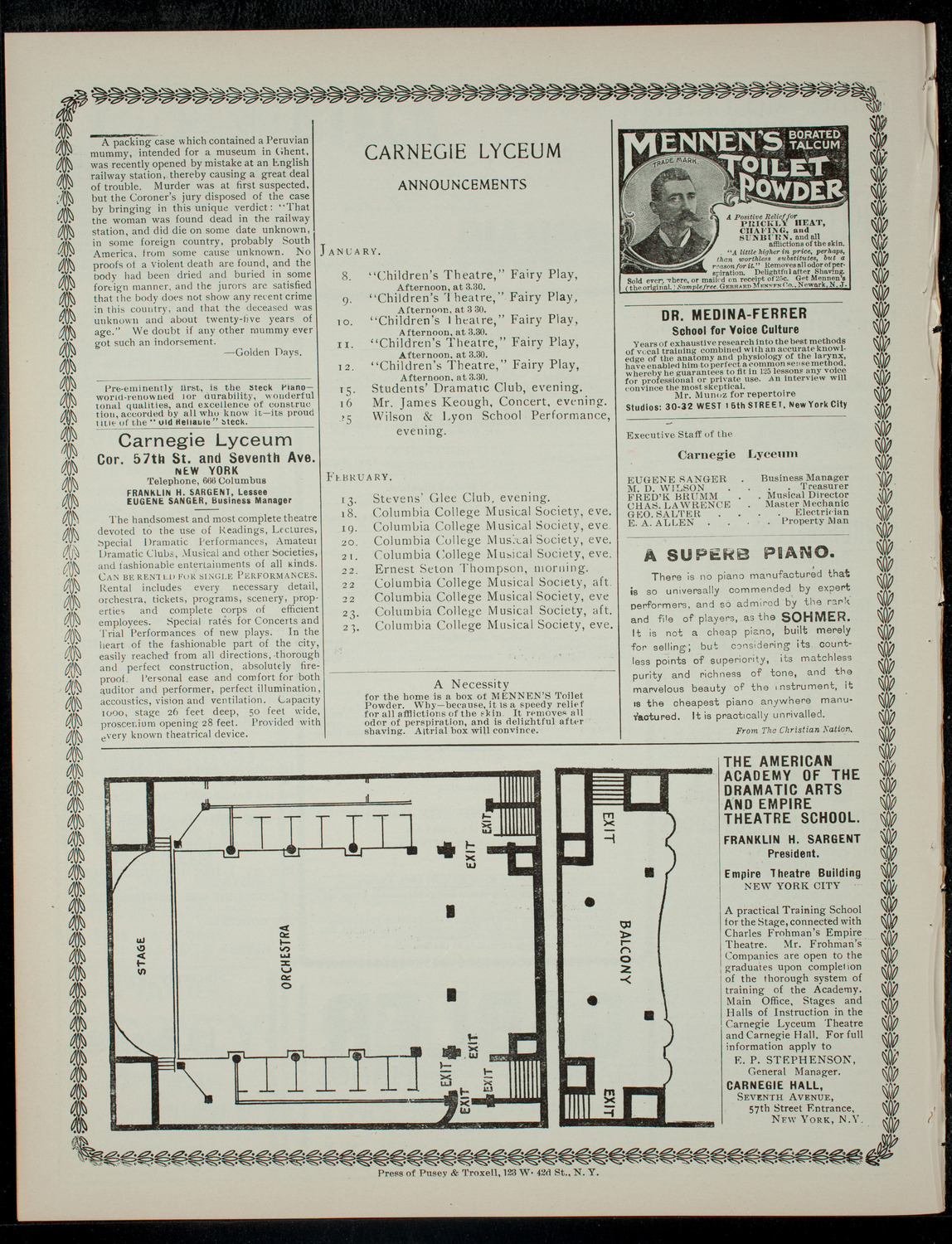 The Children's Theatre, January 7, 1901, program page 4