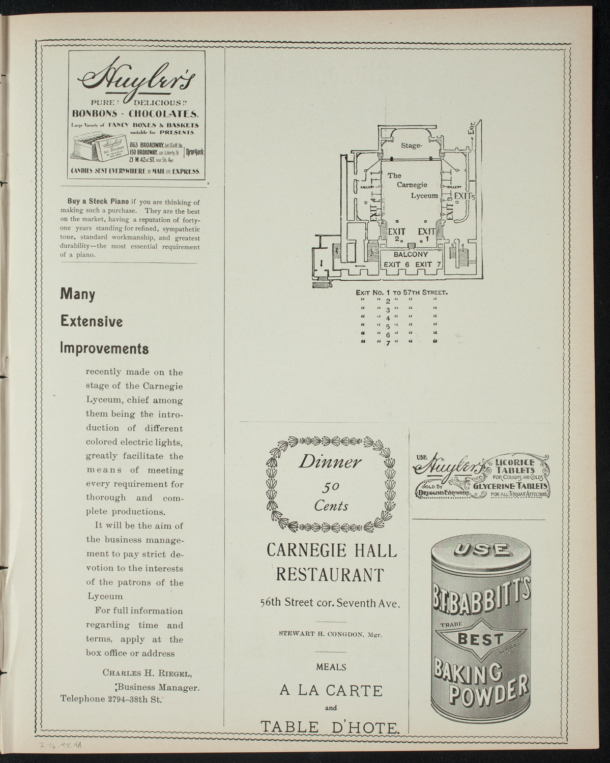 Florence Terrell, February 16, 1898, program page 7