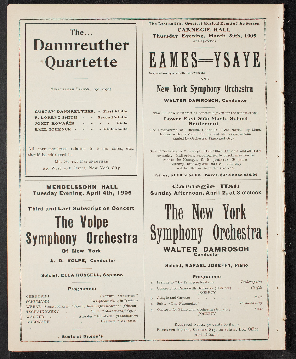 New York Philharmonic, March 25, 1905, program page 10
