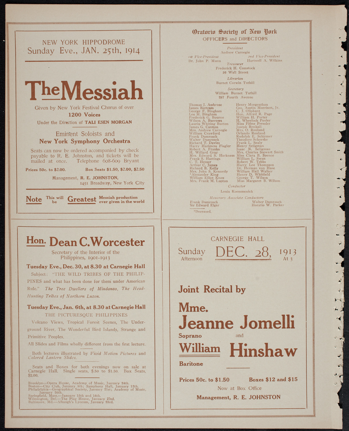 Oratorio Society of New York, December 26, 1913, program page 10
