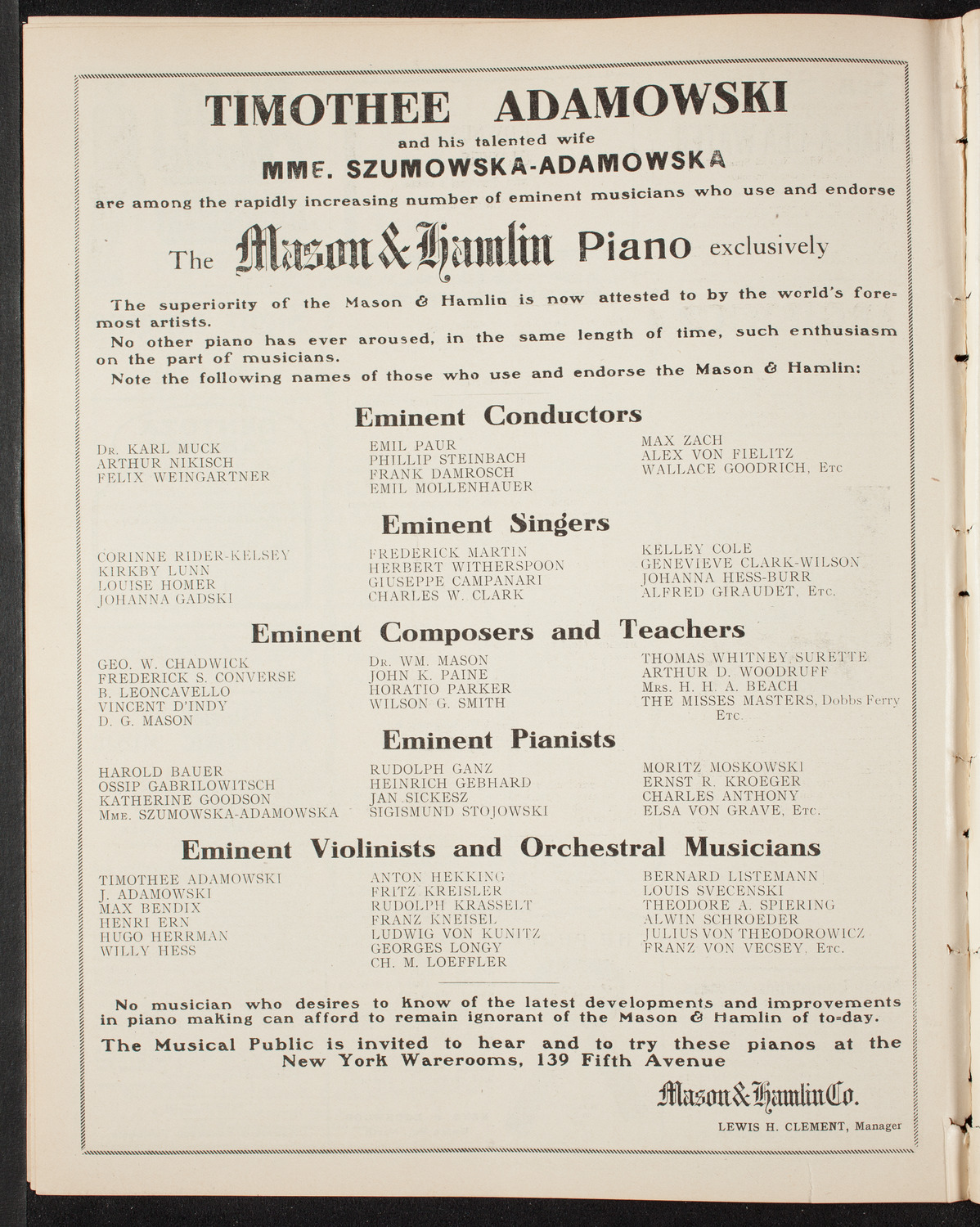 The Civic Forum, May 5, 1908, program page 10