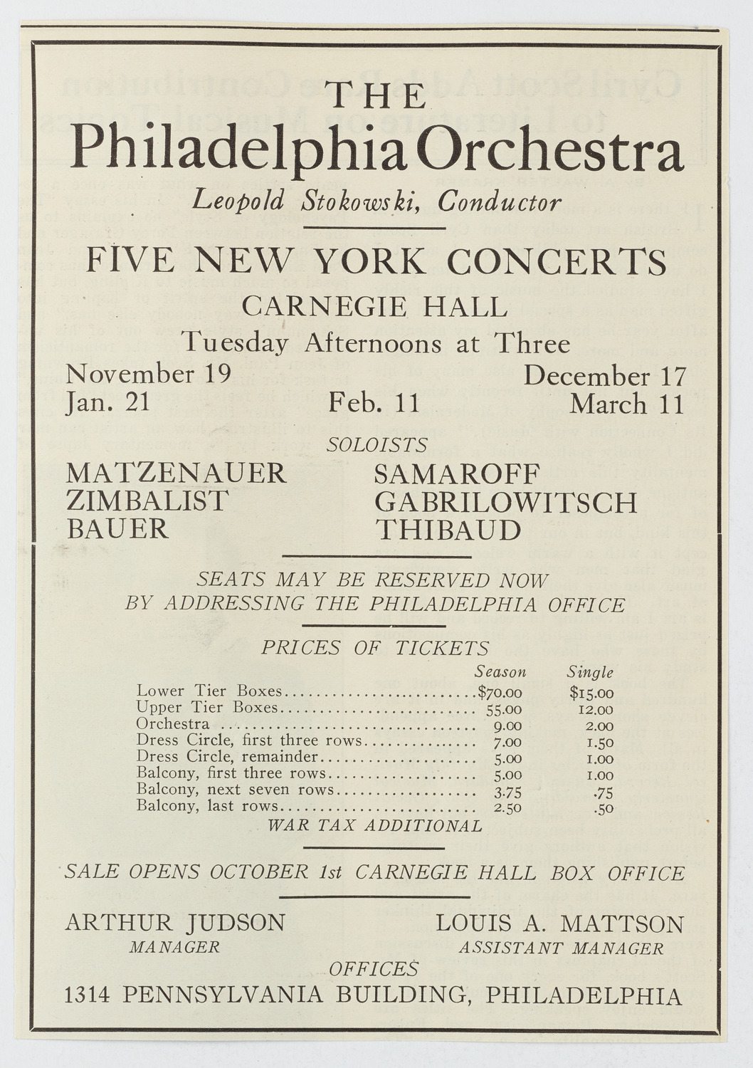 Philadelphia Orchestra, 1918-1919