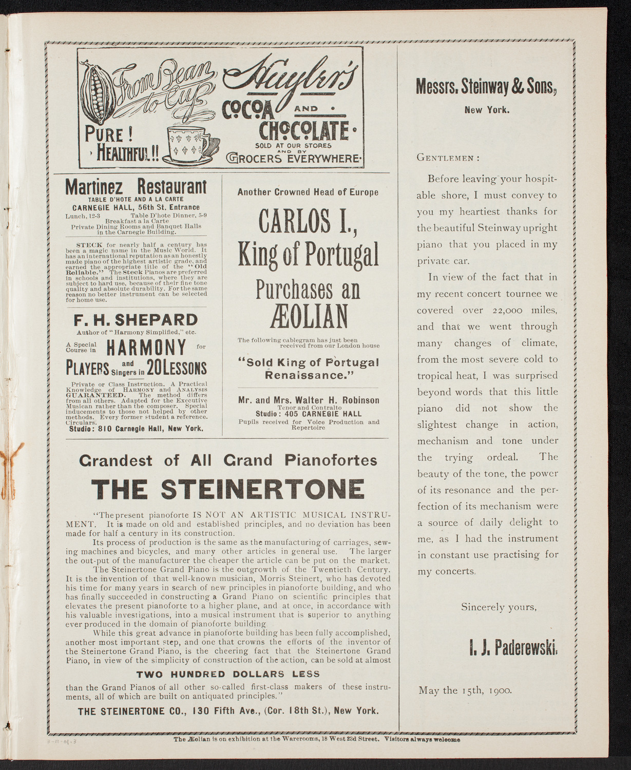 Josef Hofmann, Piano, March 11, 1901, program page 5