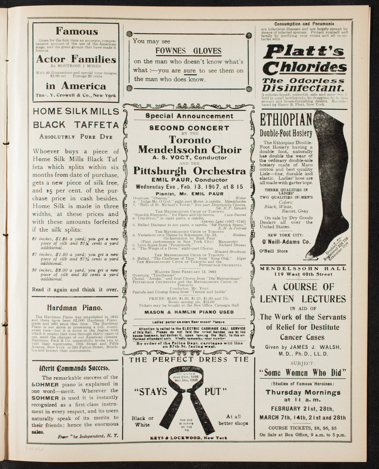 Pittsburgh Symphony Orchestra and The Mendelssohn Choir of Toronto, February 12, 1907, program page 9