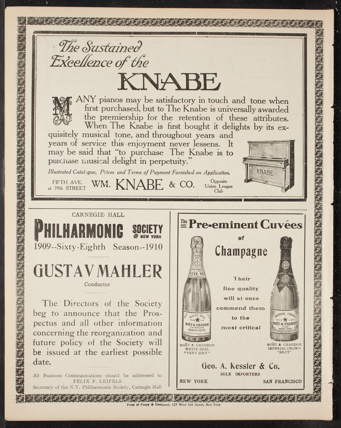 Gustav Mahler and New York Philharmonic, March 31, 1909, program page 12