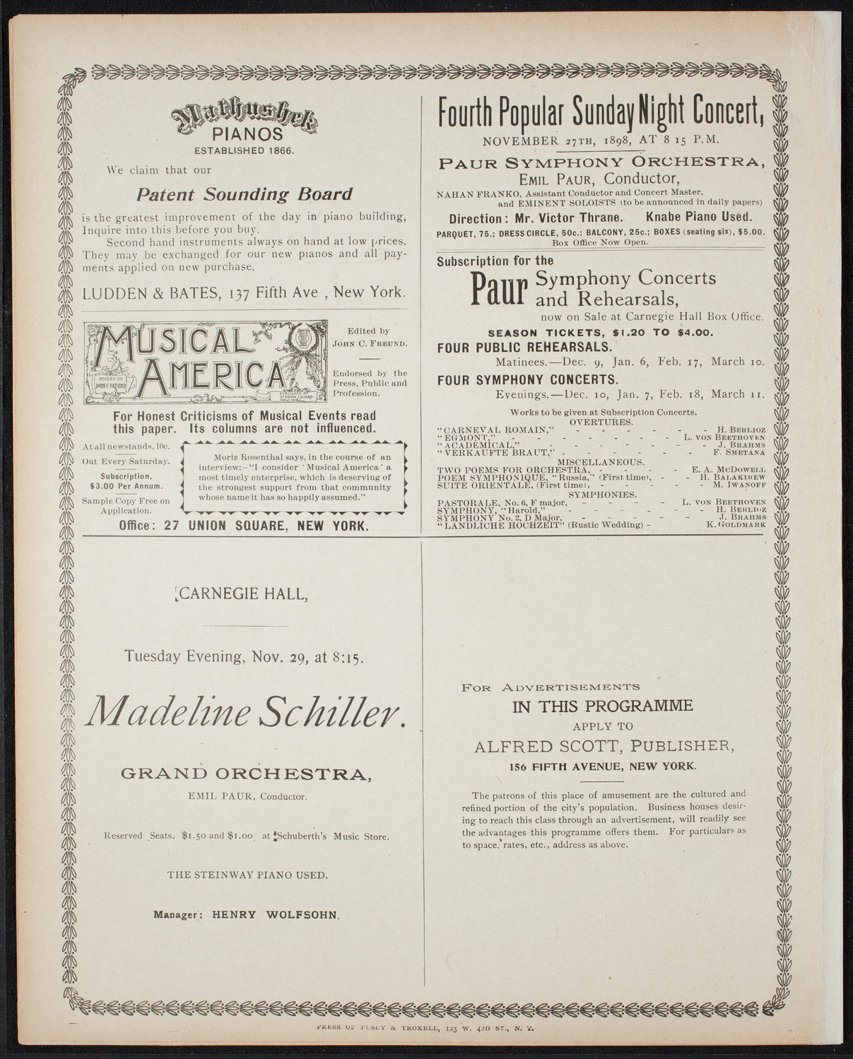 Symphony Concert for Young People, November 26, 1898, program page 8