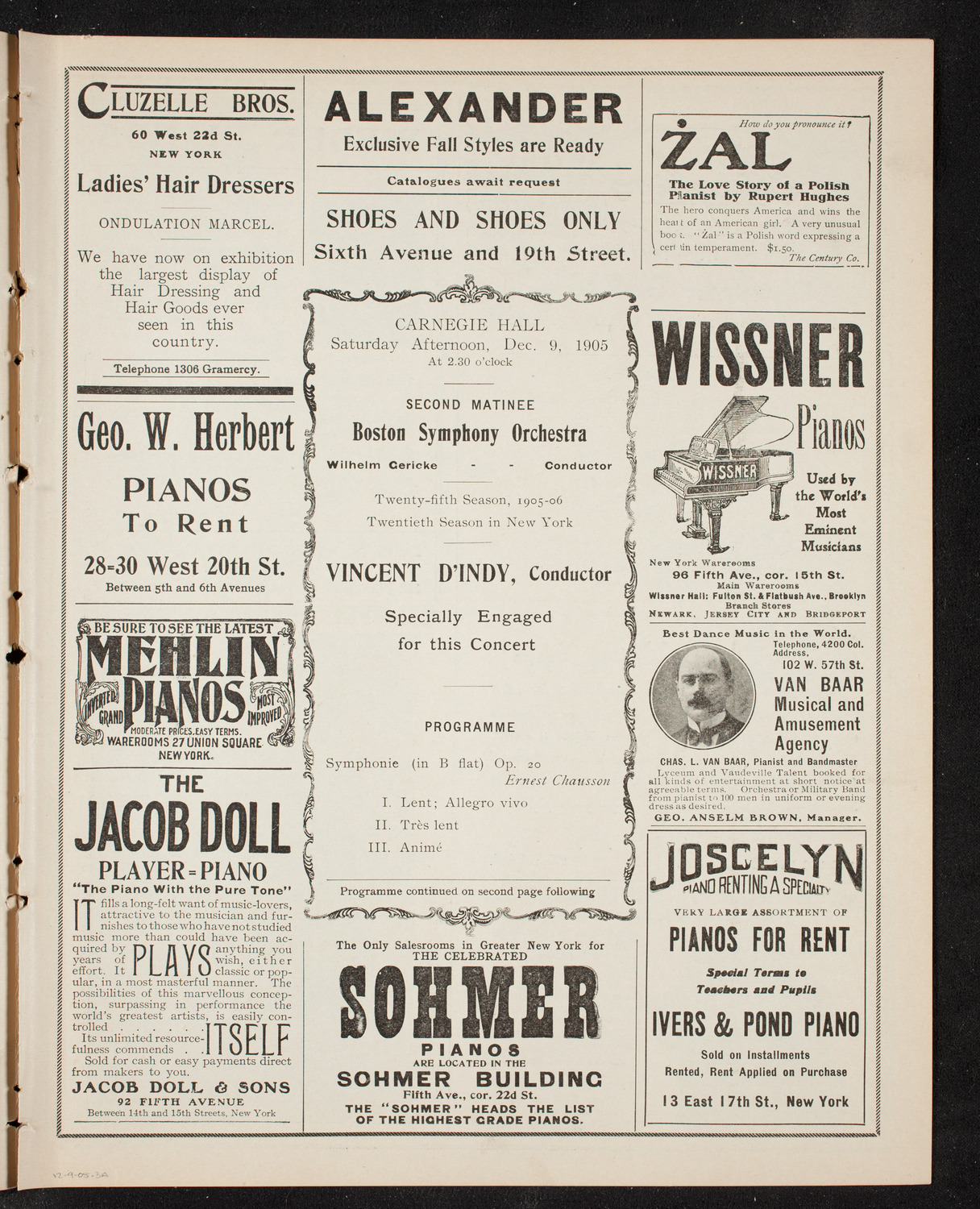 Boston Symphony Orchestra, December 9, 1905, program page 5