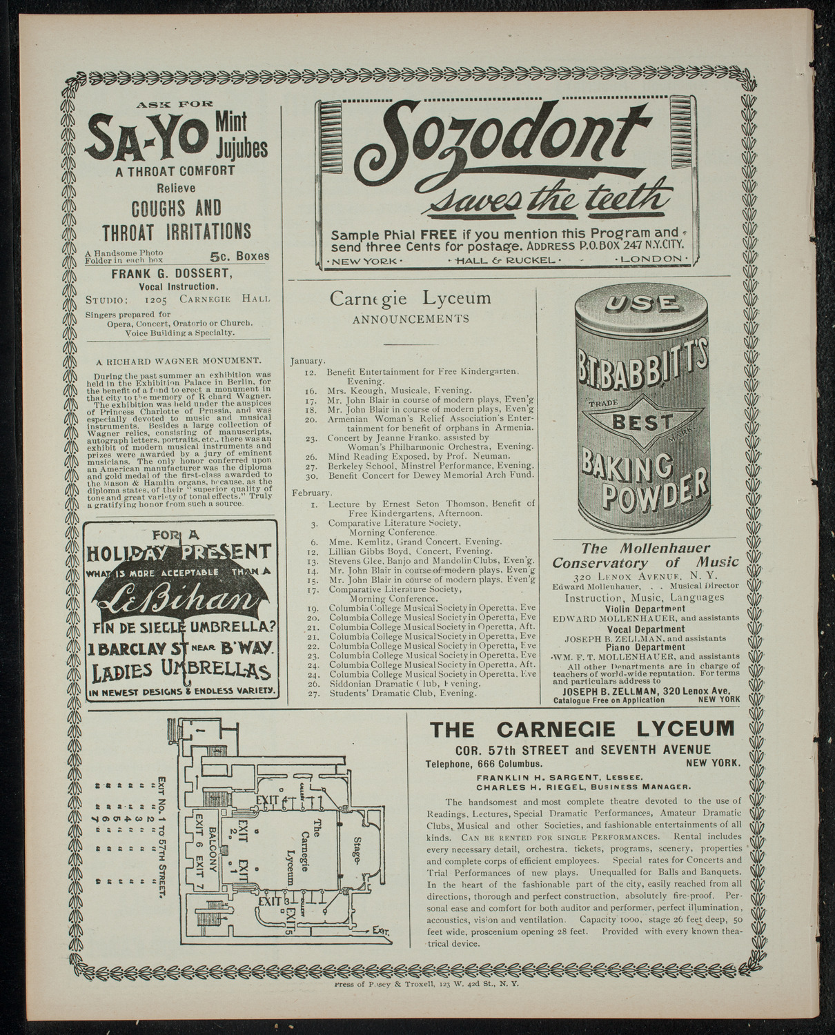 Comparative Literature Society, January 6, 1900, program page 4