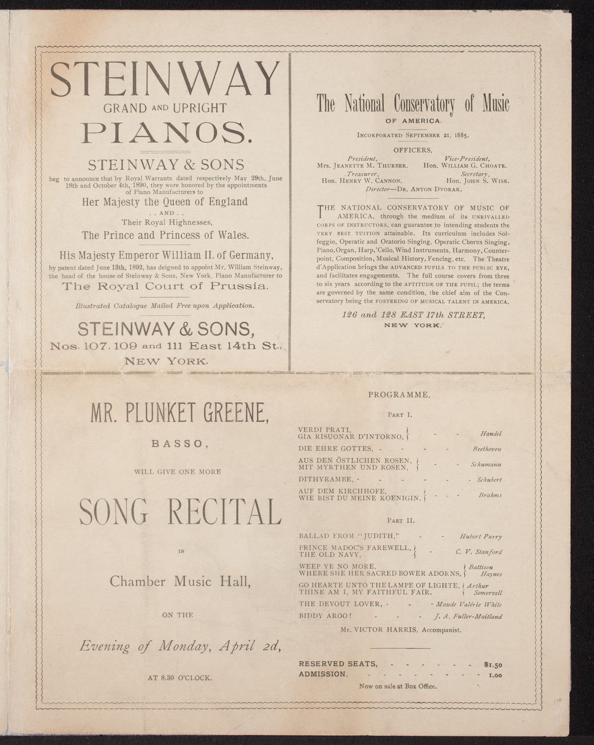 Boston Symphony Orchestra, March 29, 1894, program page 5