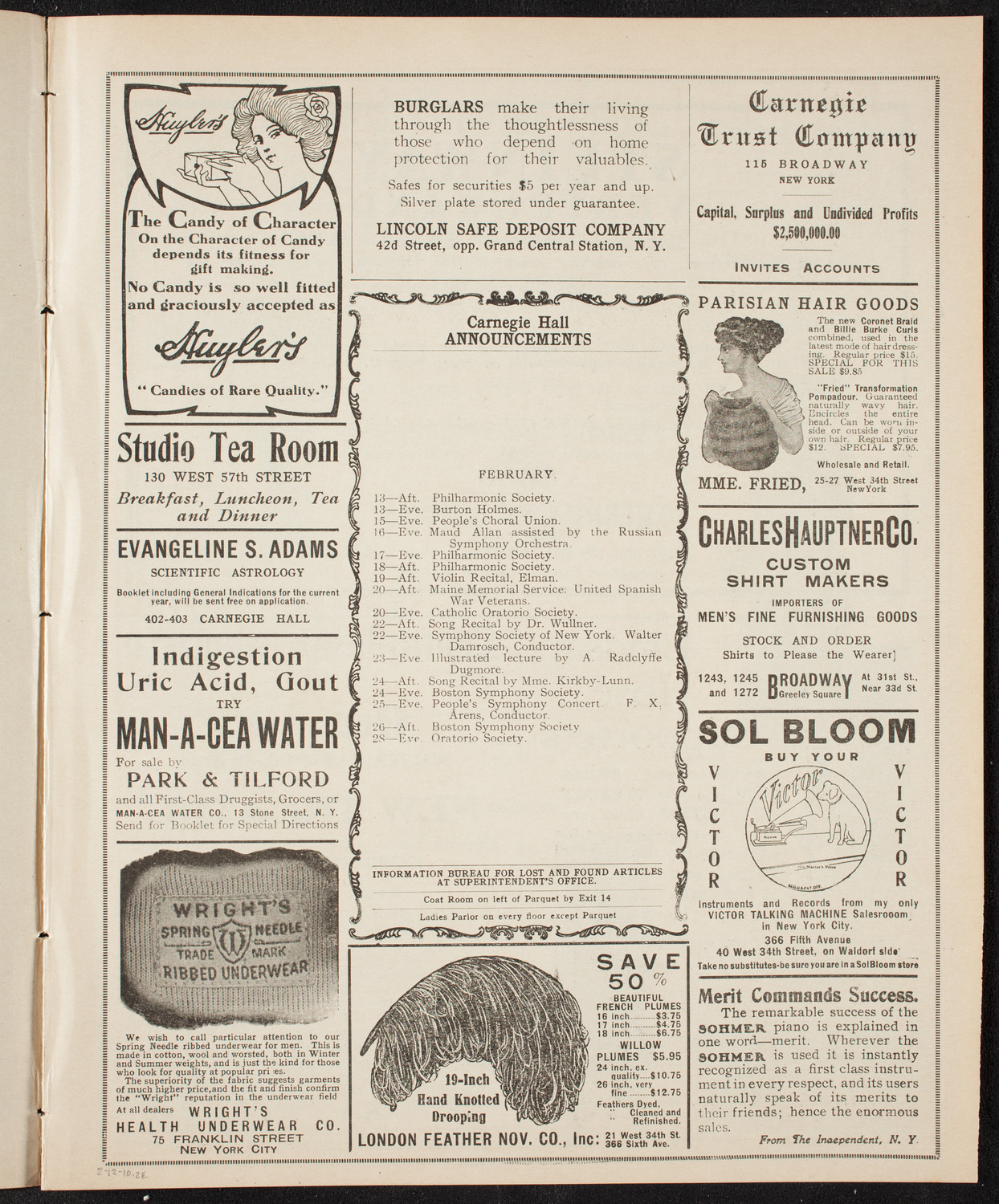 German Liederkranz, February 12, 1910, program page 3