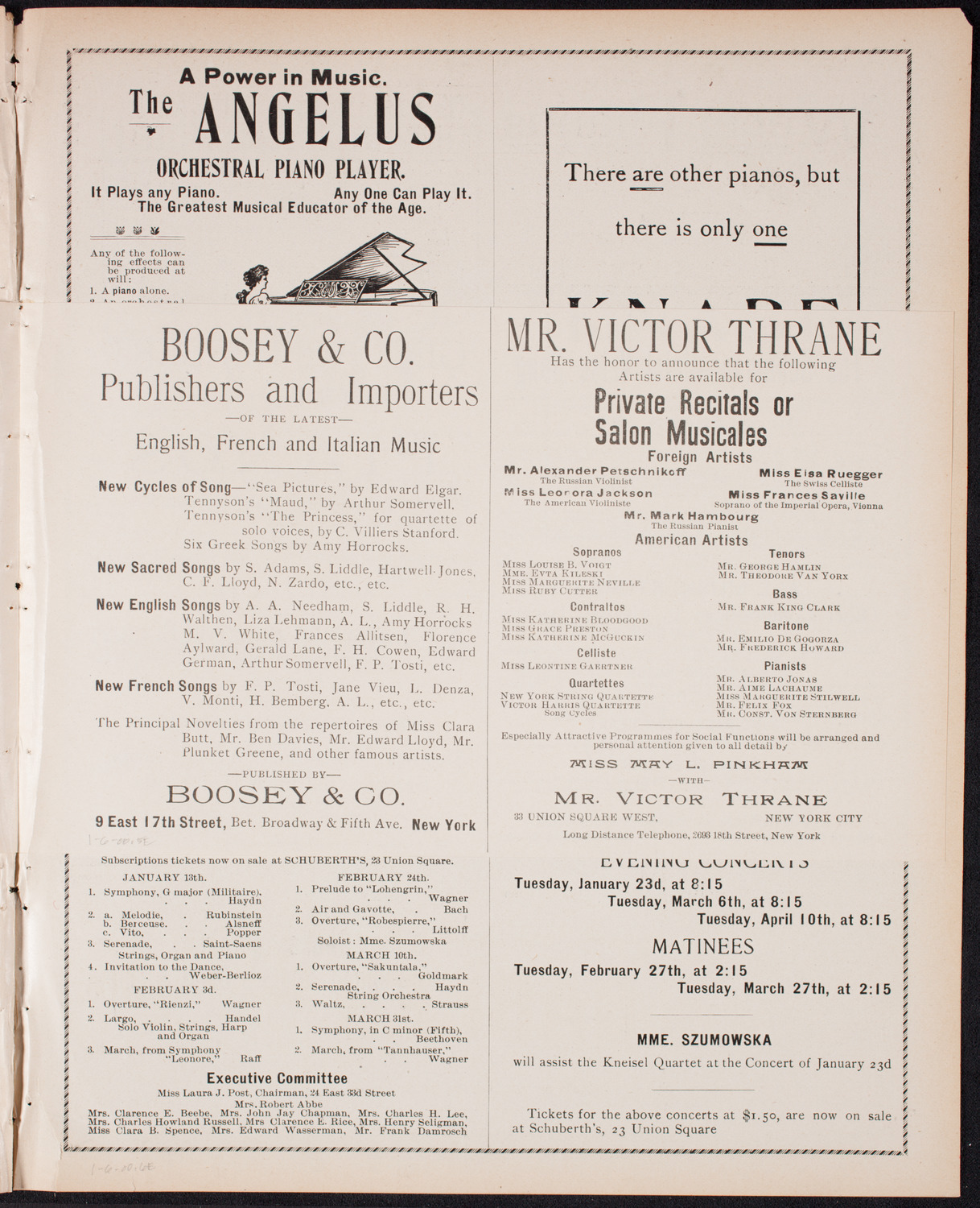 New York Philharmonic, January 6, 1900, program page 9