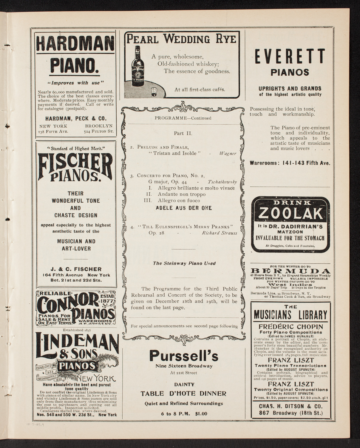 New York Philharmonic, December 5, 1903, program page 7