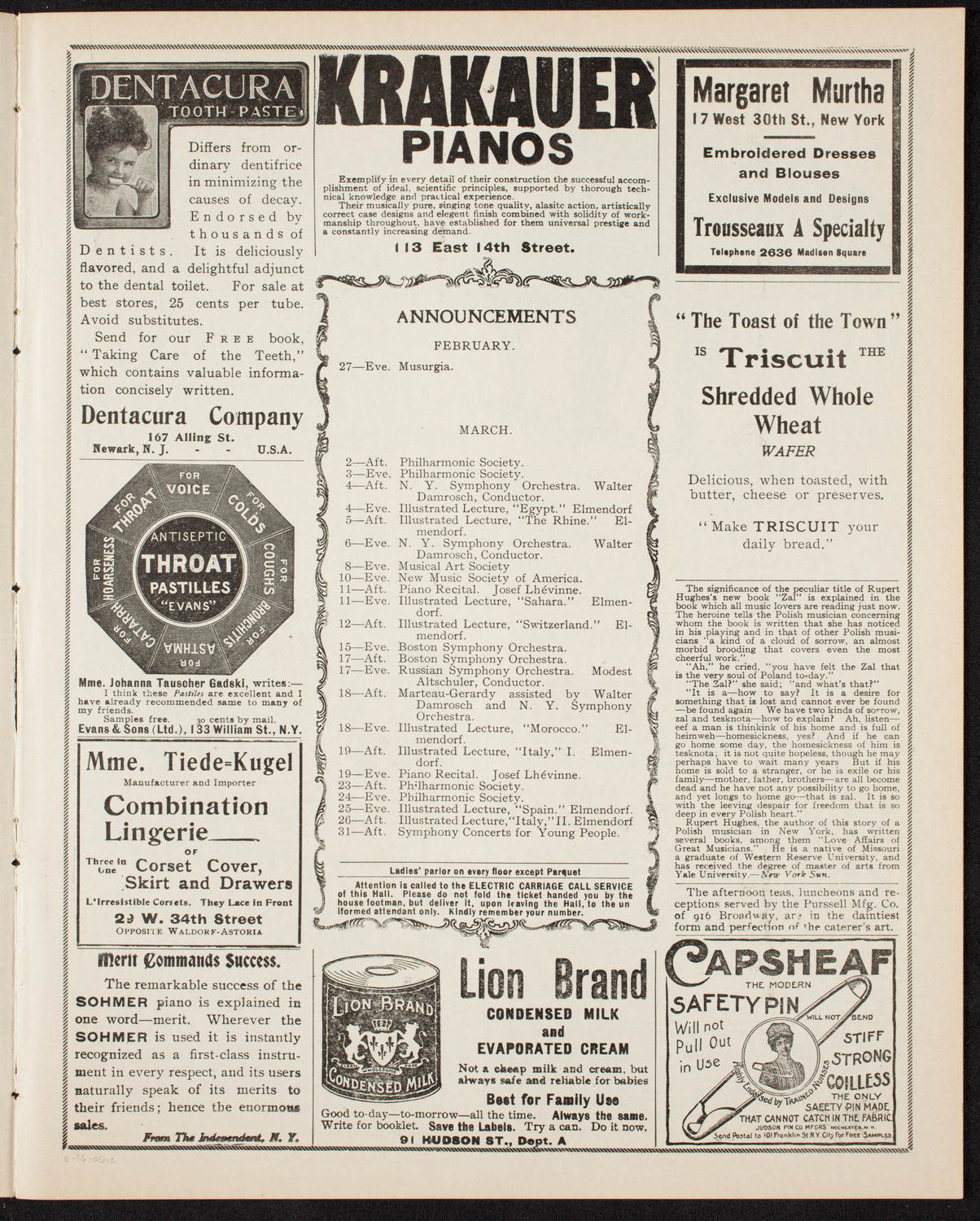 Elmendorf Lecture: Quaint Holland, February 26, 1906, program page 3
