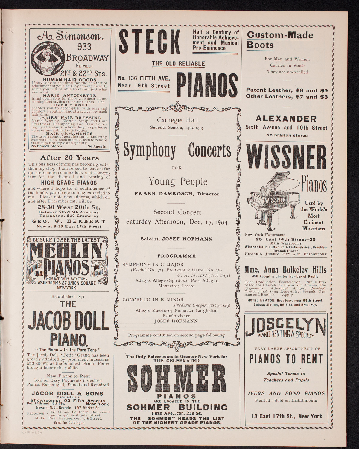 Symphony Concert for Young People, December 17, 1904, program page 5