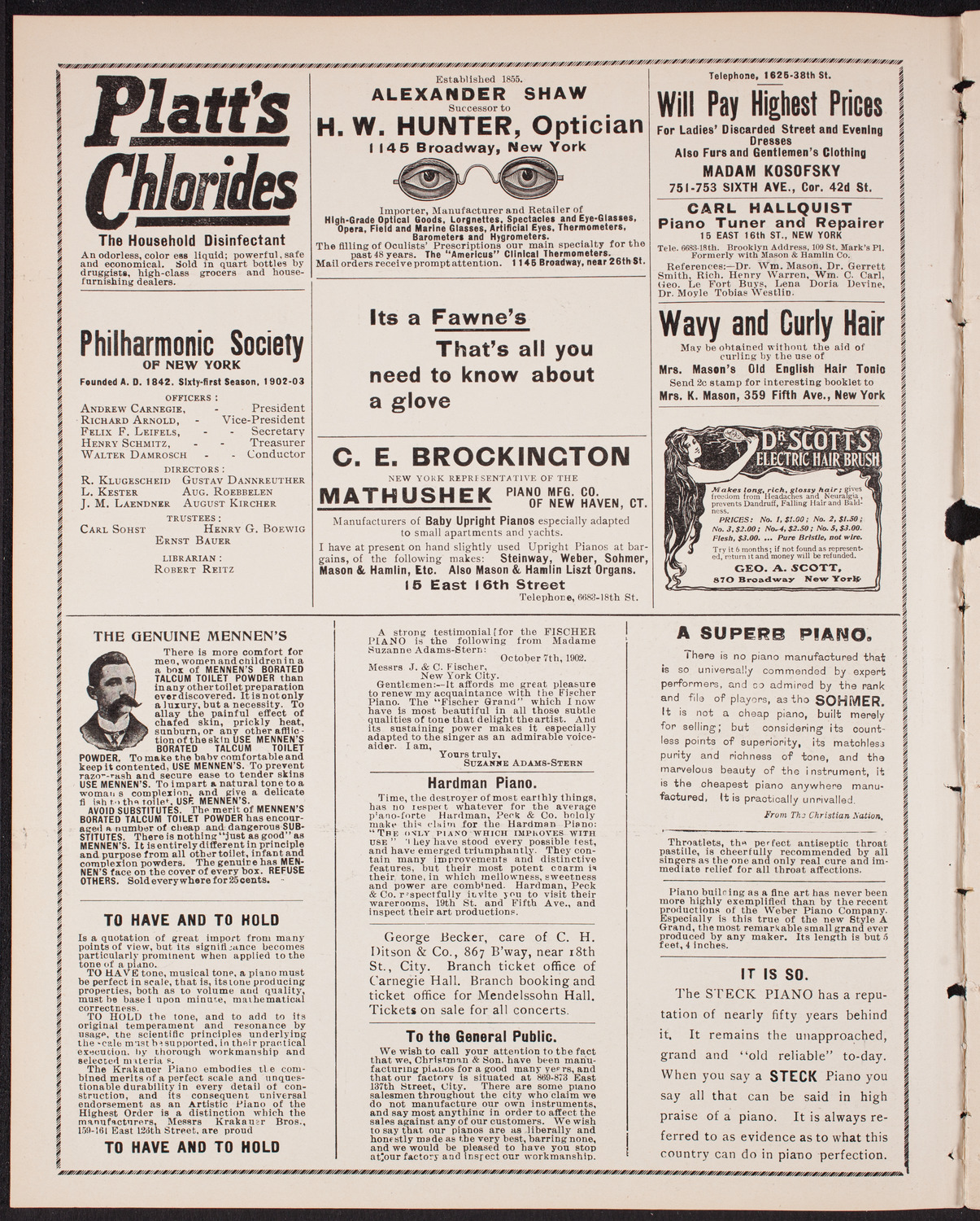 Benefit: New York College of Music Free Scholarship Fund, January 22, 1903, program page 2