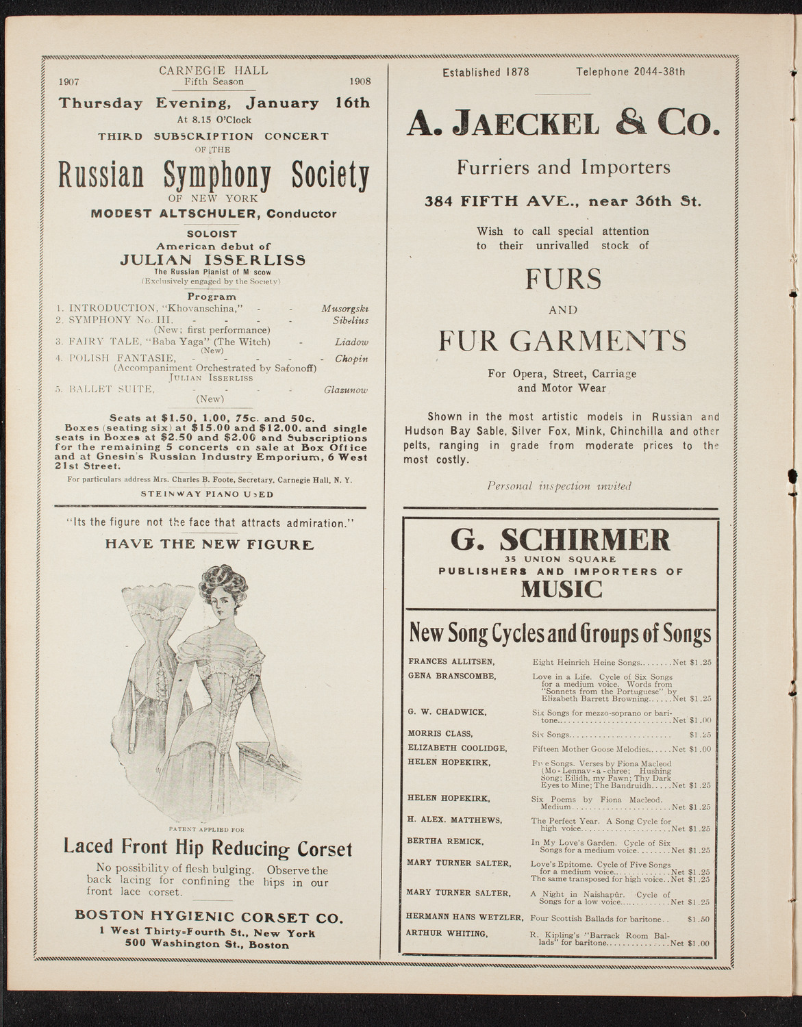 Victor Maurel, Baritone, January 5, 1908, program page 8