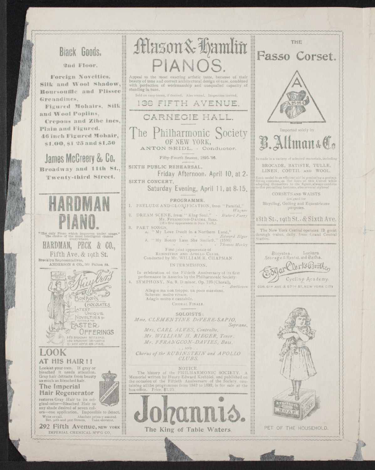 New York Philharmonic, April 10, 1896, program page 2