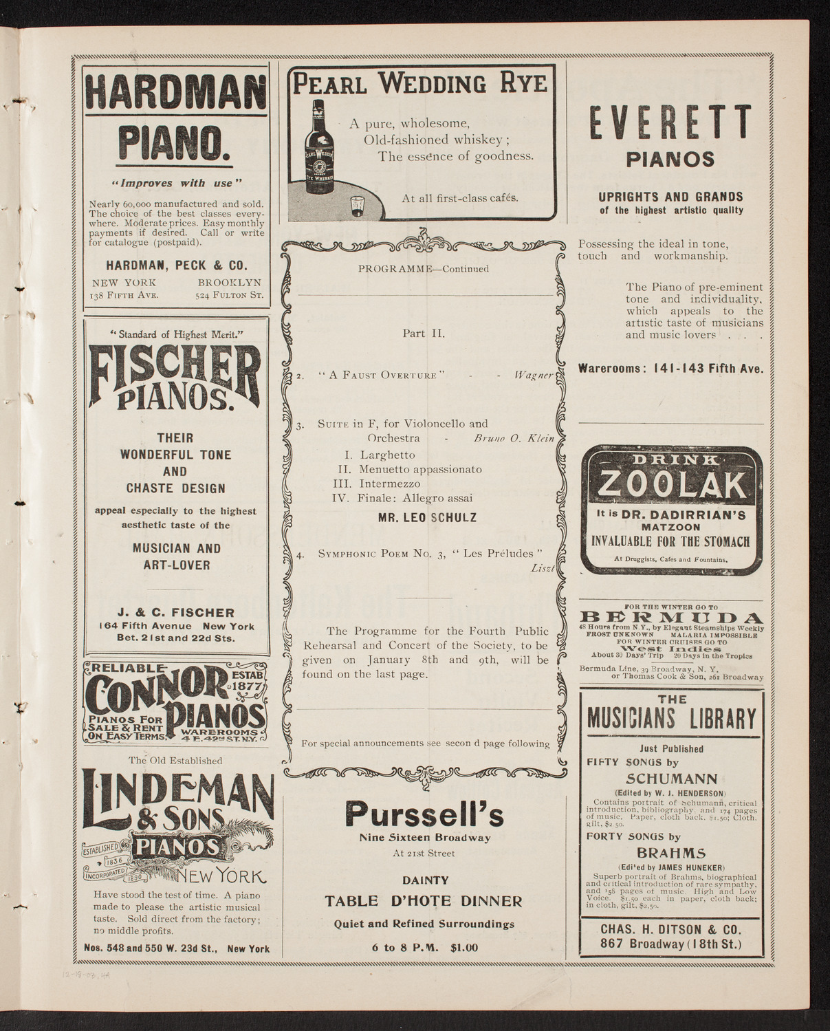 New York Philharmonic, December 18, 1903, program page 7