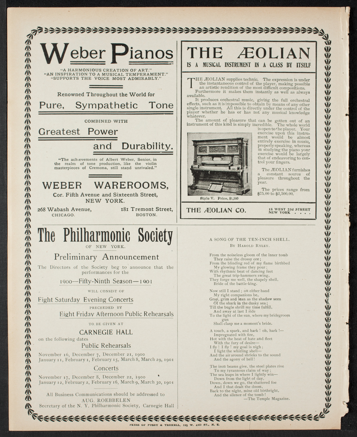 Amicitia Orchestral Club, May 4, 1900, program page 8