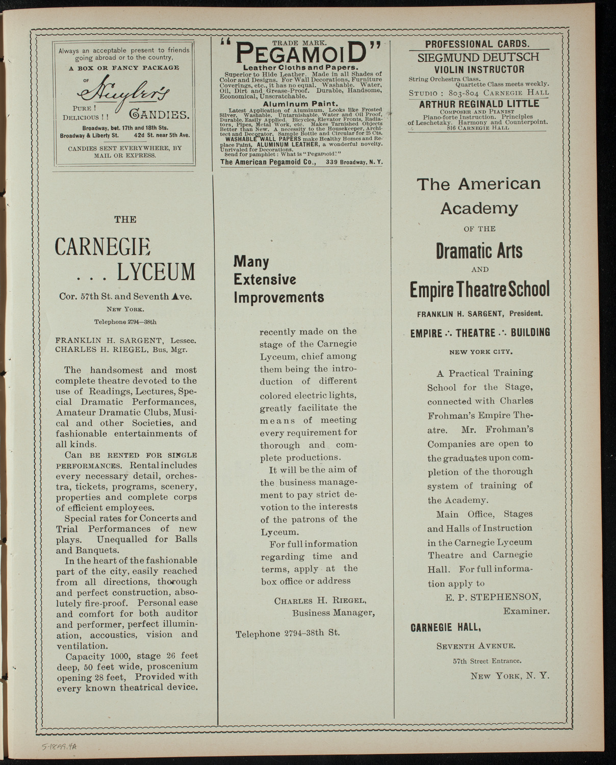 Academy of All Saints Musicale, May 18, 1899, program page 7