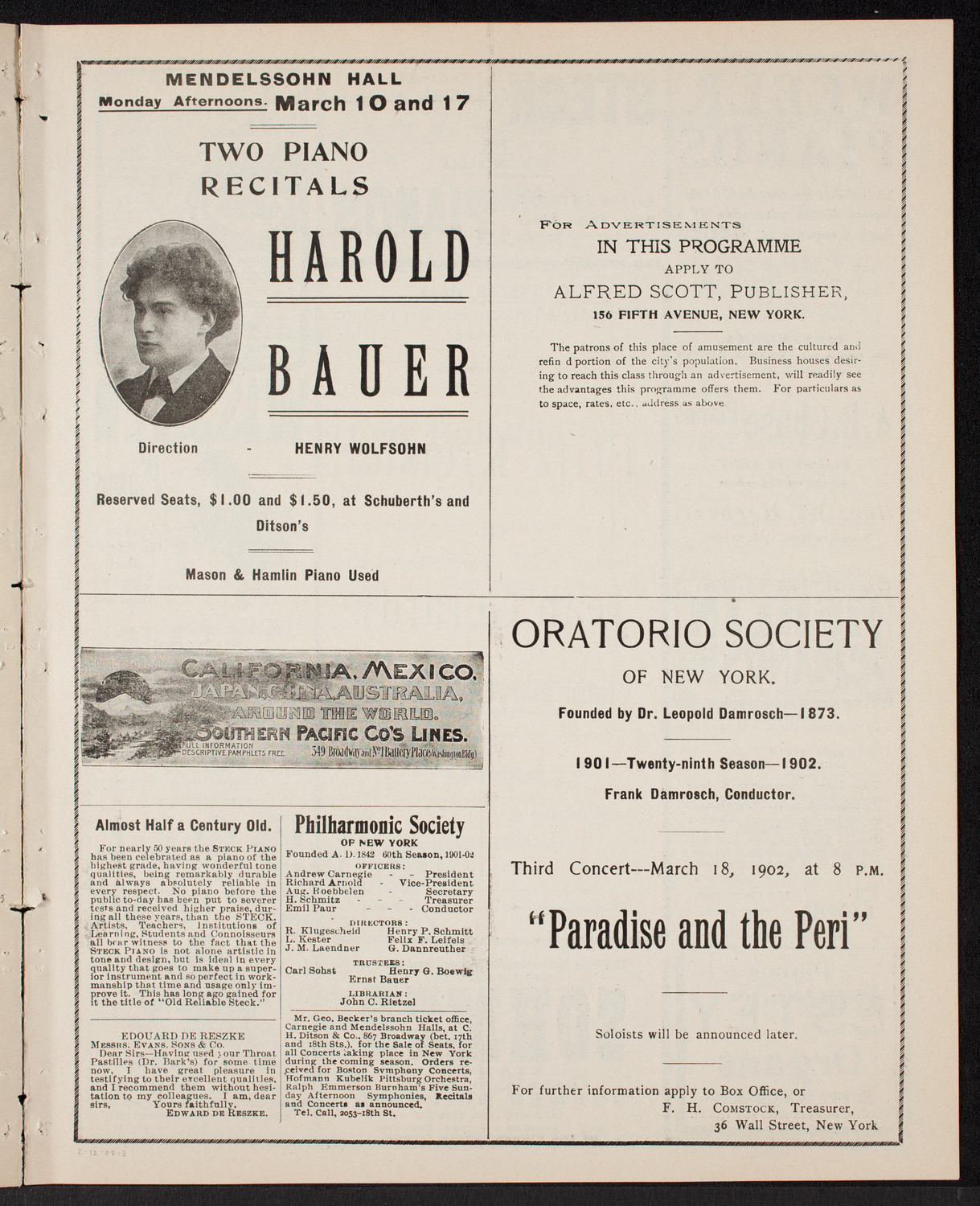 Fritz Kreisler, Violin, and Jean Gerardy, Cello, February 12, 1902, program page 5