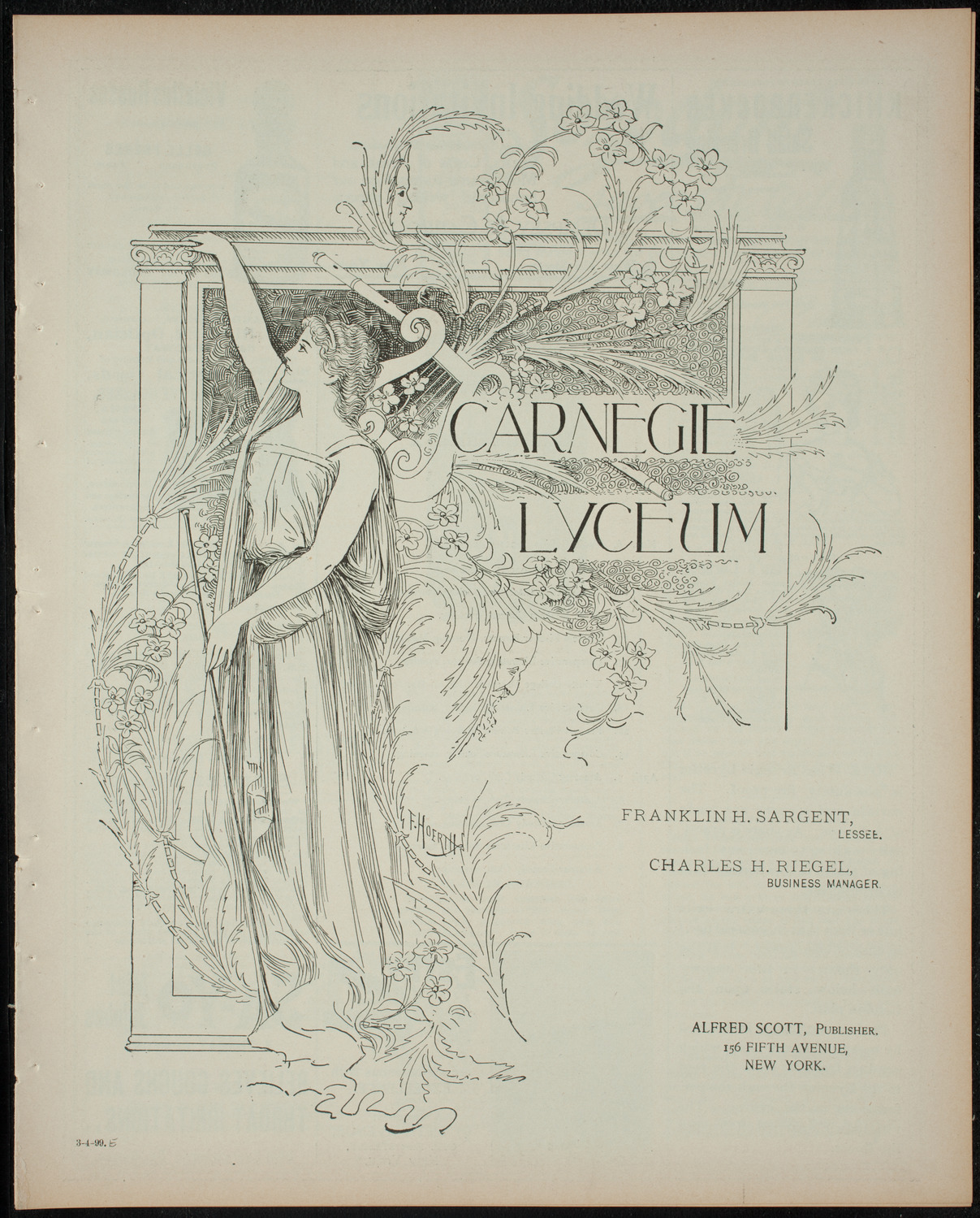 Columbia University Musical Society, March 4, 1899, program page 1